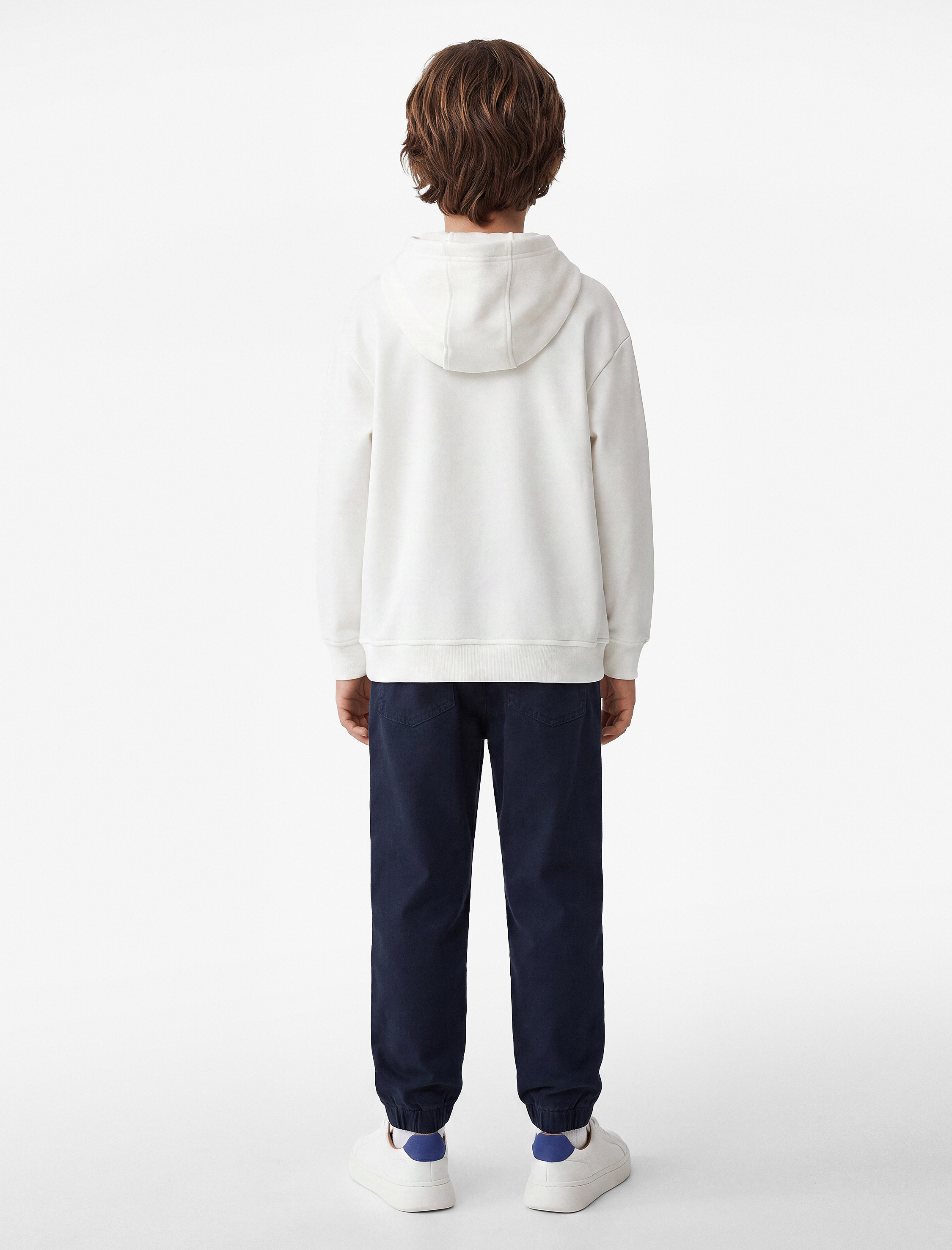  Erkek Çocuk Pamuklu Uzun Kollu Kapşonlu Şardonlu Oversize Sweatshirt