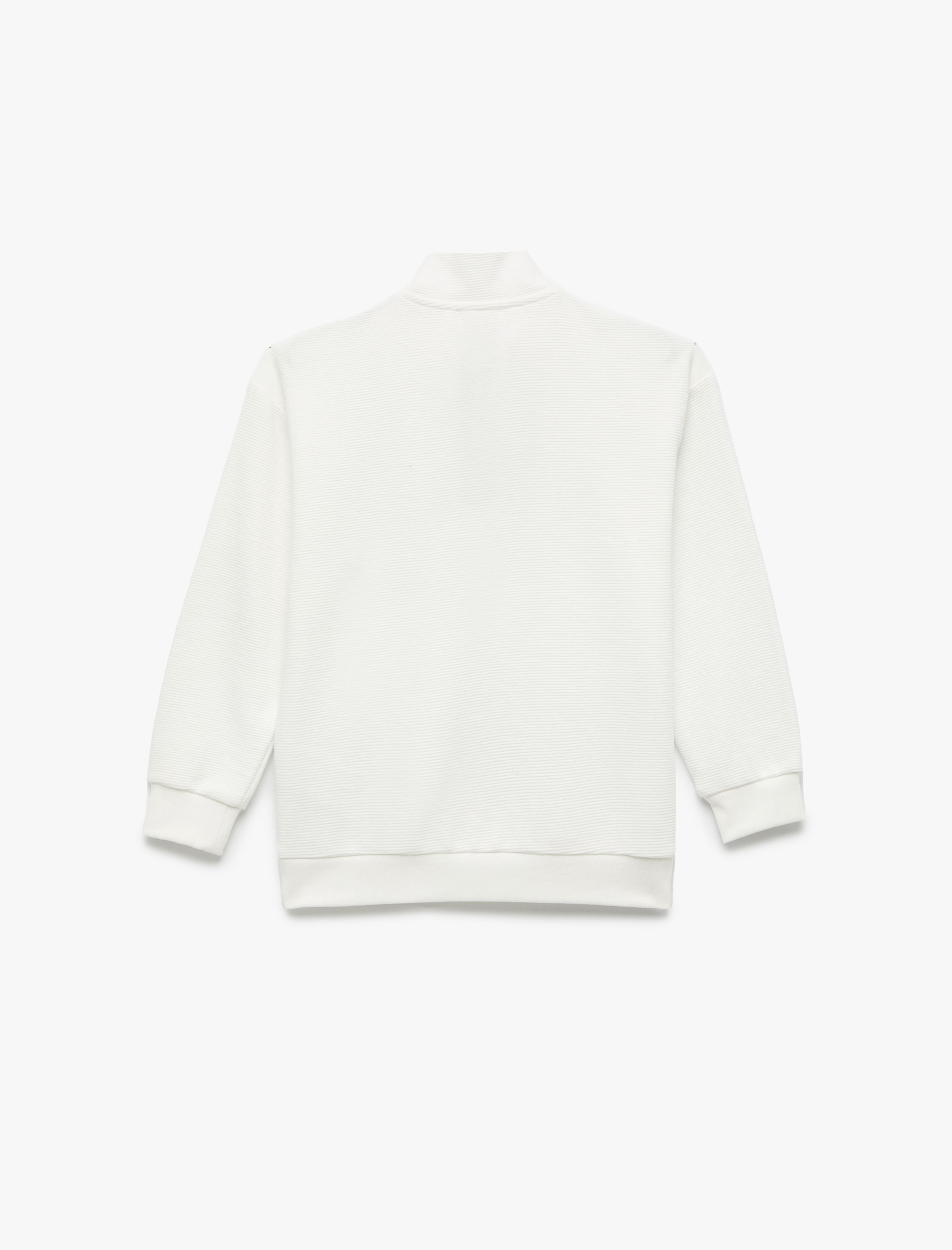  Erkek Çocuk Baskı Detaylı Yarım Fermuar Detaylı Uzun Kollu Dik Yaka Sweatshirt