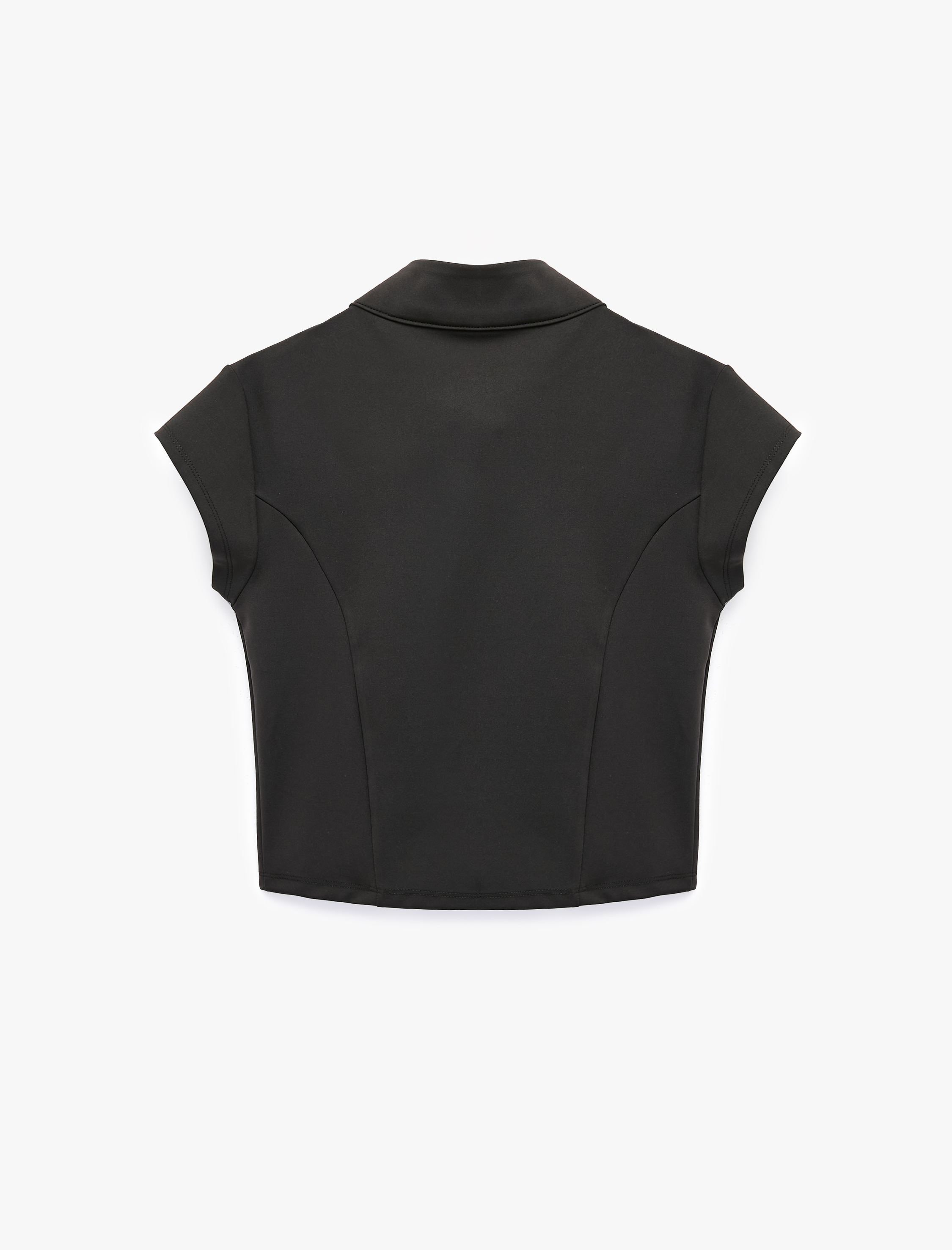   Yarım Fermuarlı Slim Fit Dik Yaka Kısa Kollu Spor Tişört