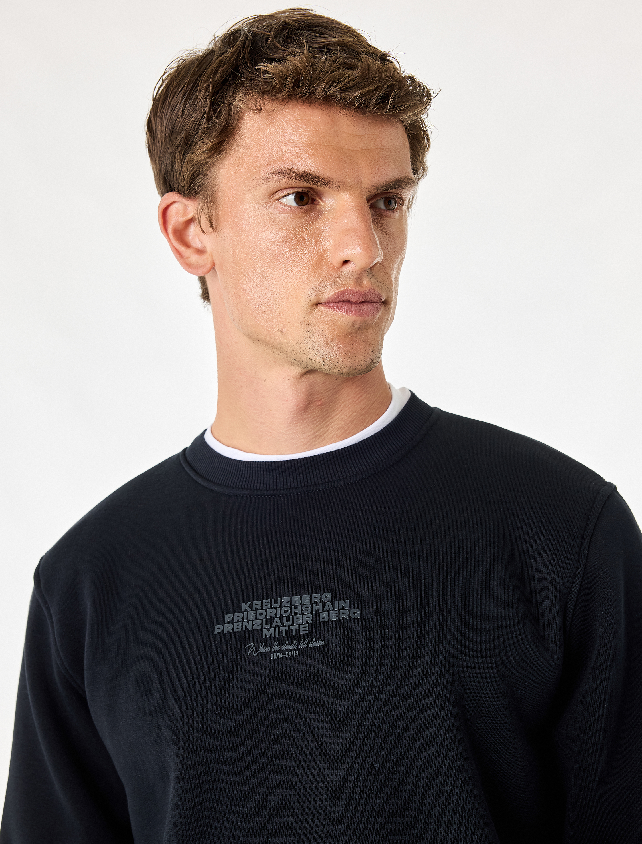   Üç İplik Şardonlu Bisiklet Yaka Uzun Kollu Baskılı Sweatshirt