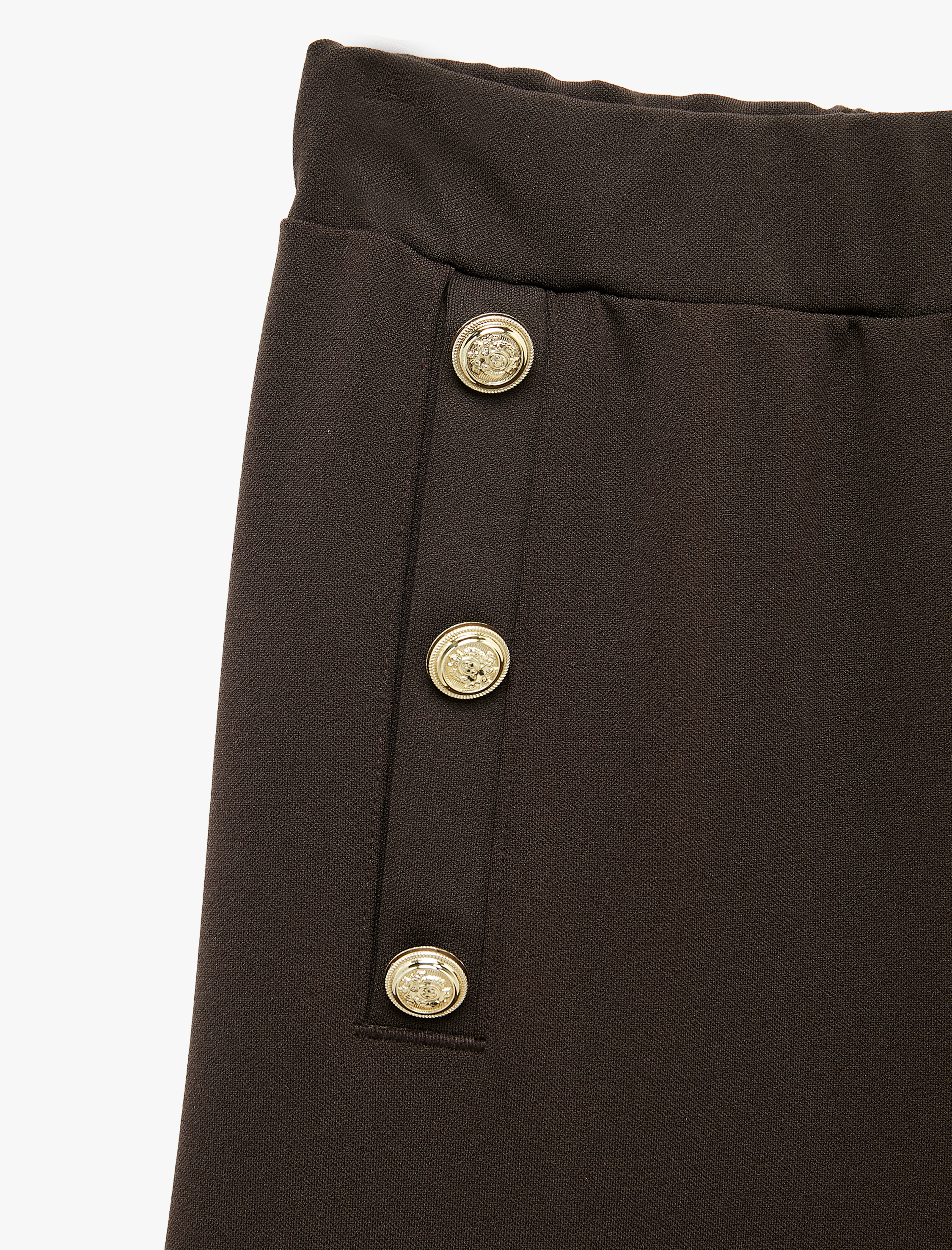   Düğme Detaylı Düz Bol Paça Pantolon