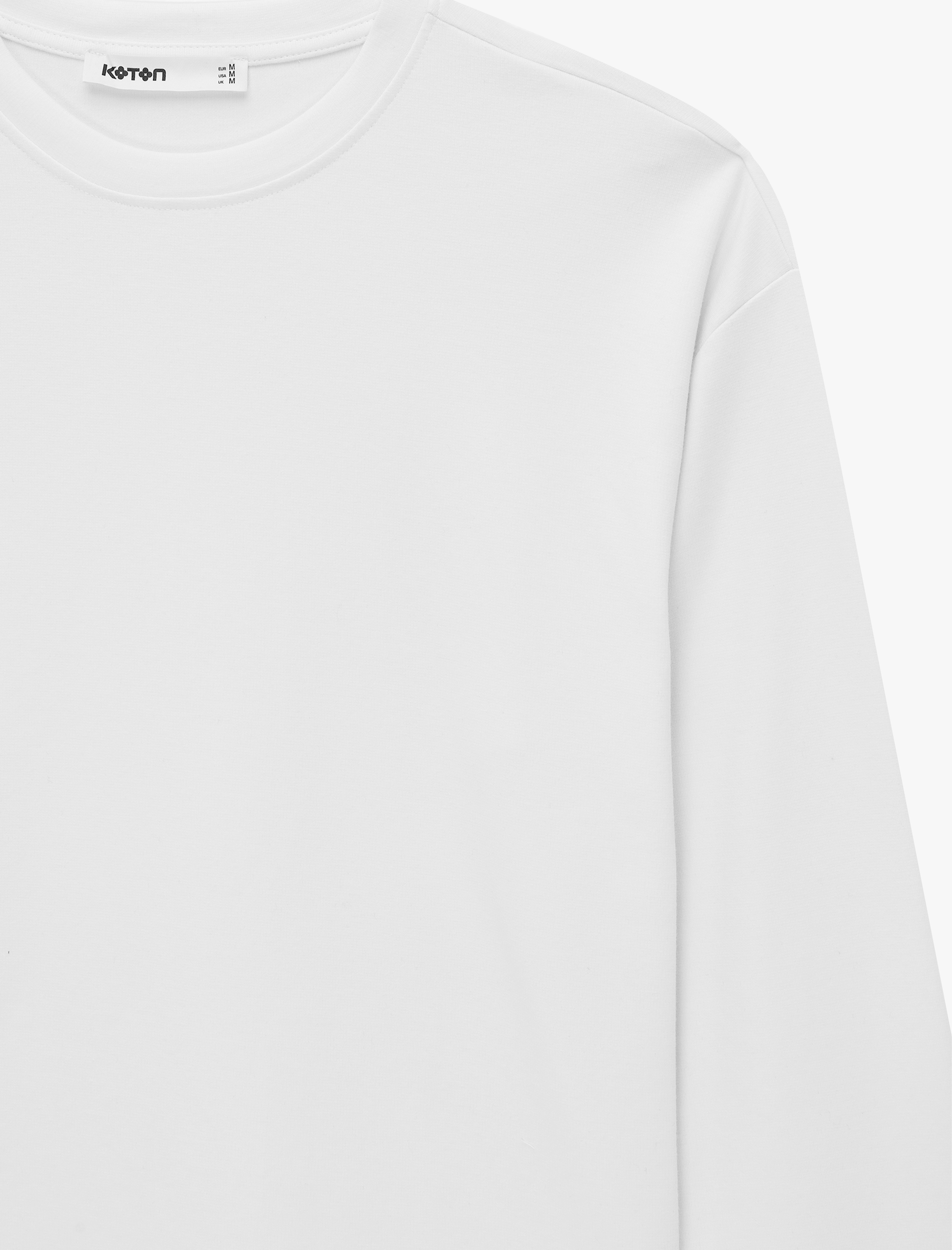   Pamuklu Uzun Kollu Bisiklet Yaka Basic Oversize Tişört