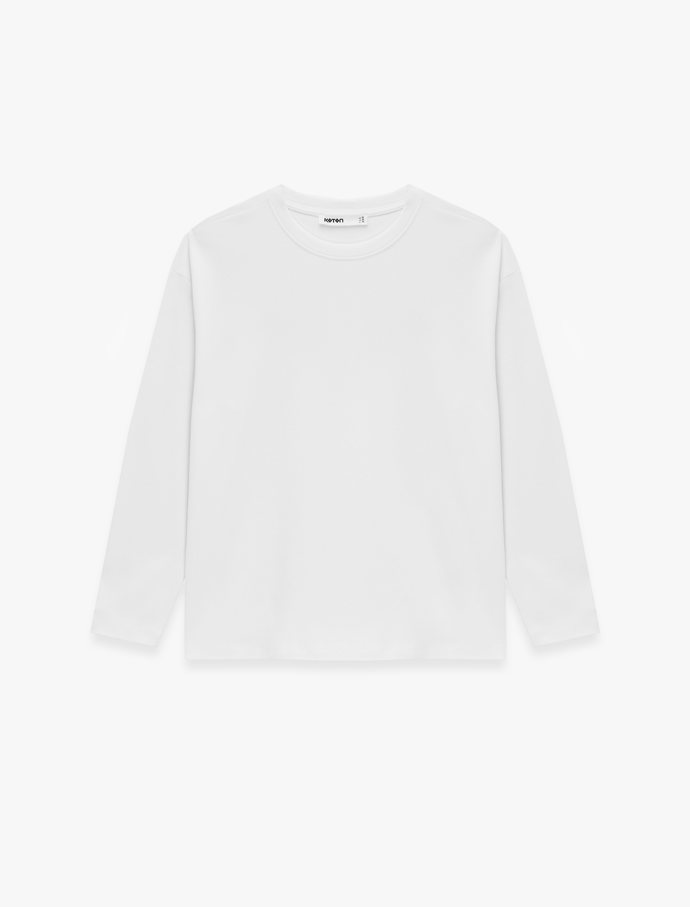   Pamuklu Uzun Kollu Bisiklet Yaka Basic Oversize Tişört