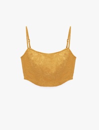 Jakarlı Slim Fit Askılı Crop Korse Büstiyer