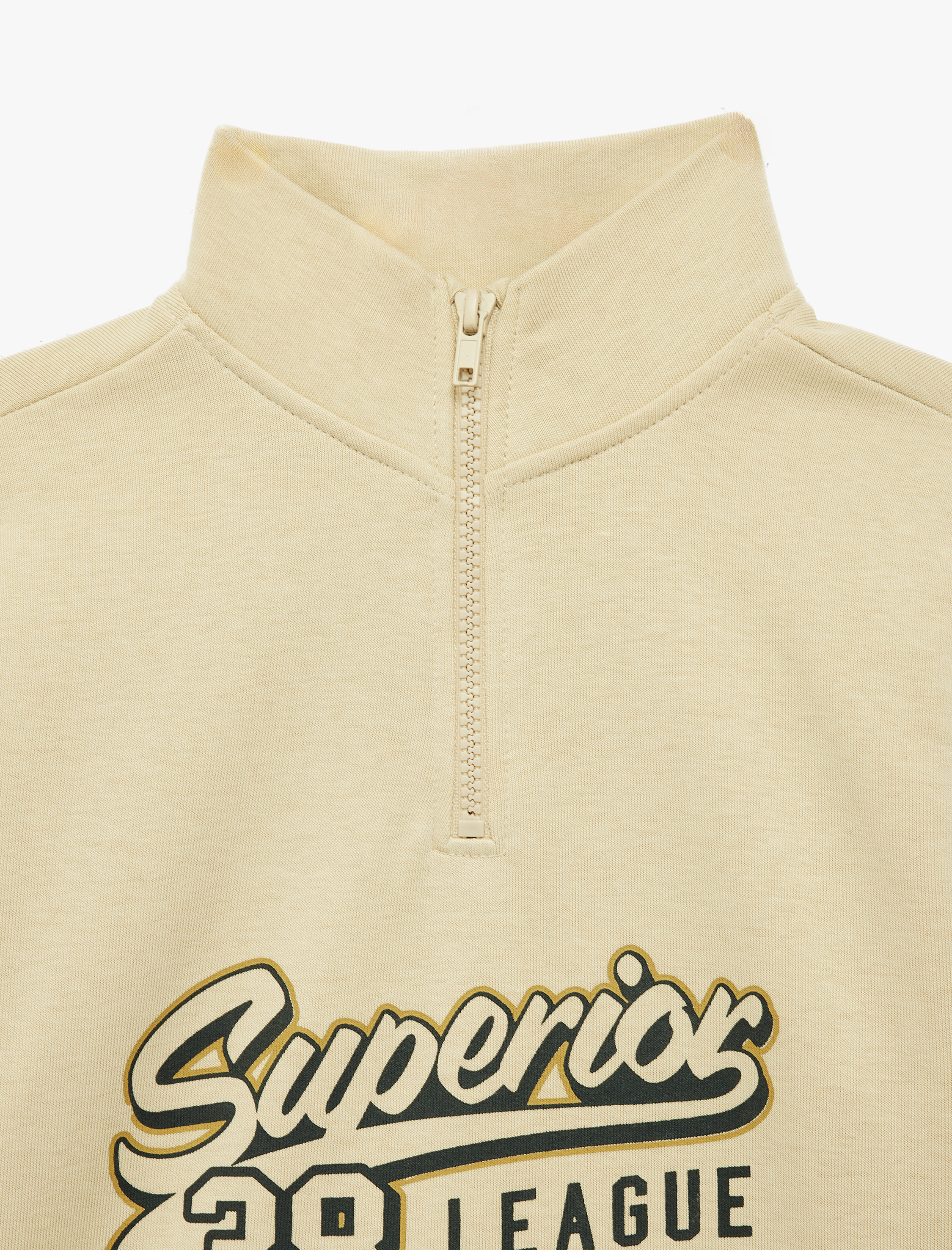  Erkek Çocuk Baskılı Fermuarlı Uzun Kollu Pamuklu Dik Yaka Sweatshirt