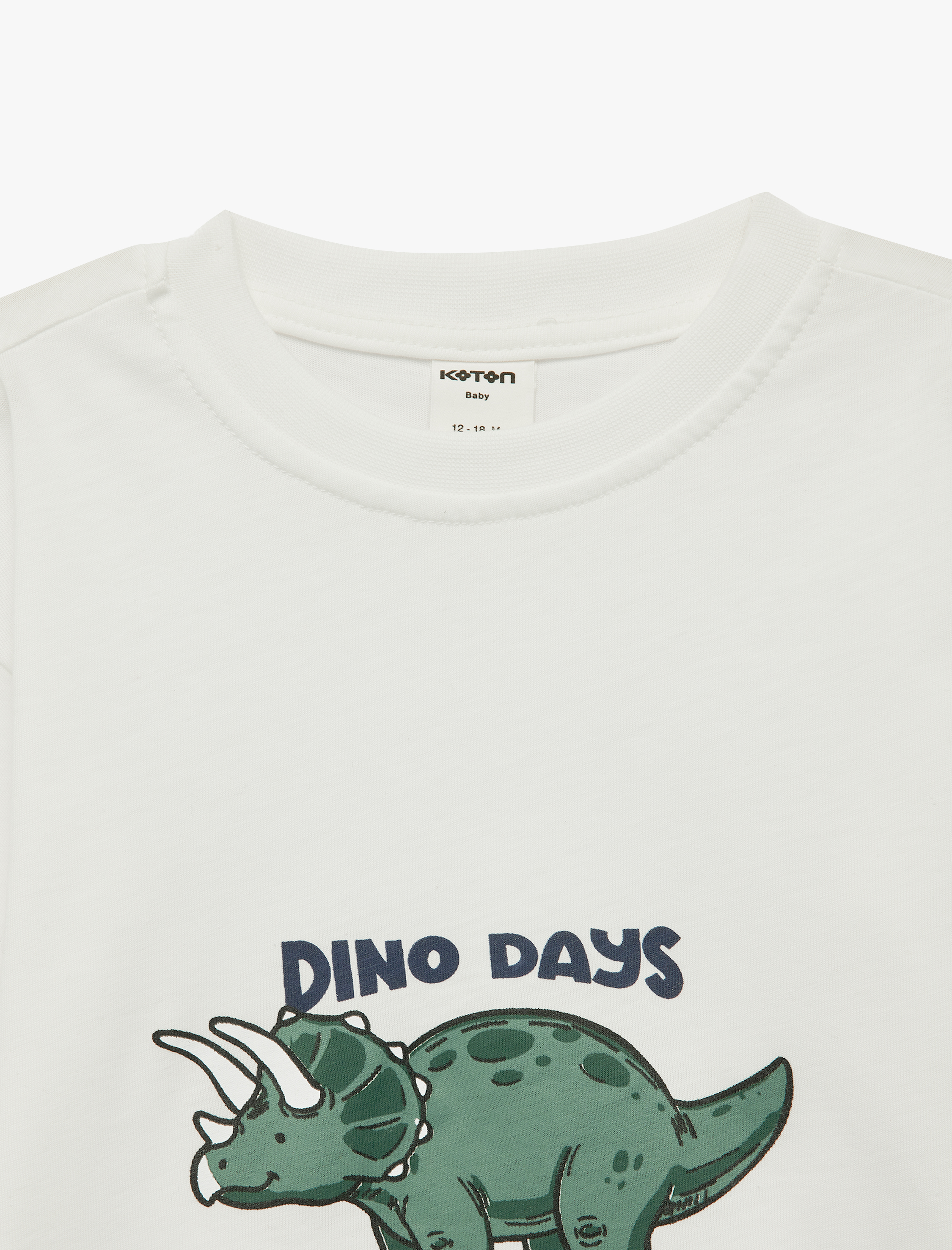  Erkek Bebek Dinozor Baskılı Pamuklu Bisiklet Yaka Uzun Kollu Tişört