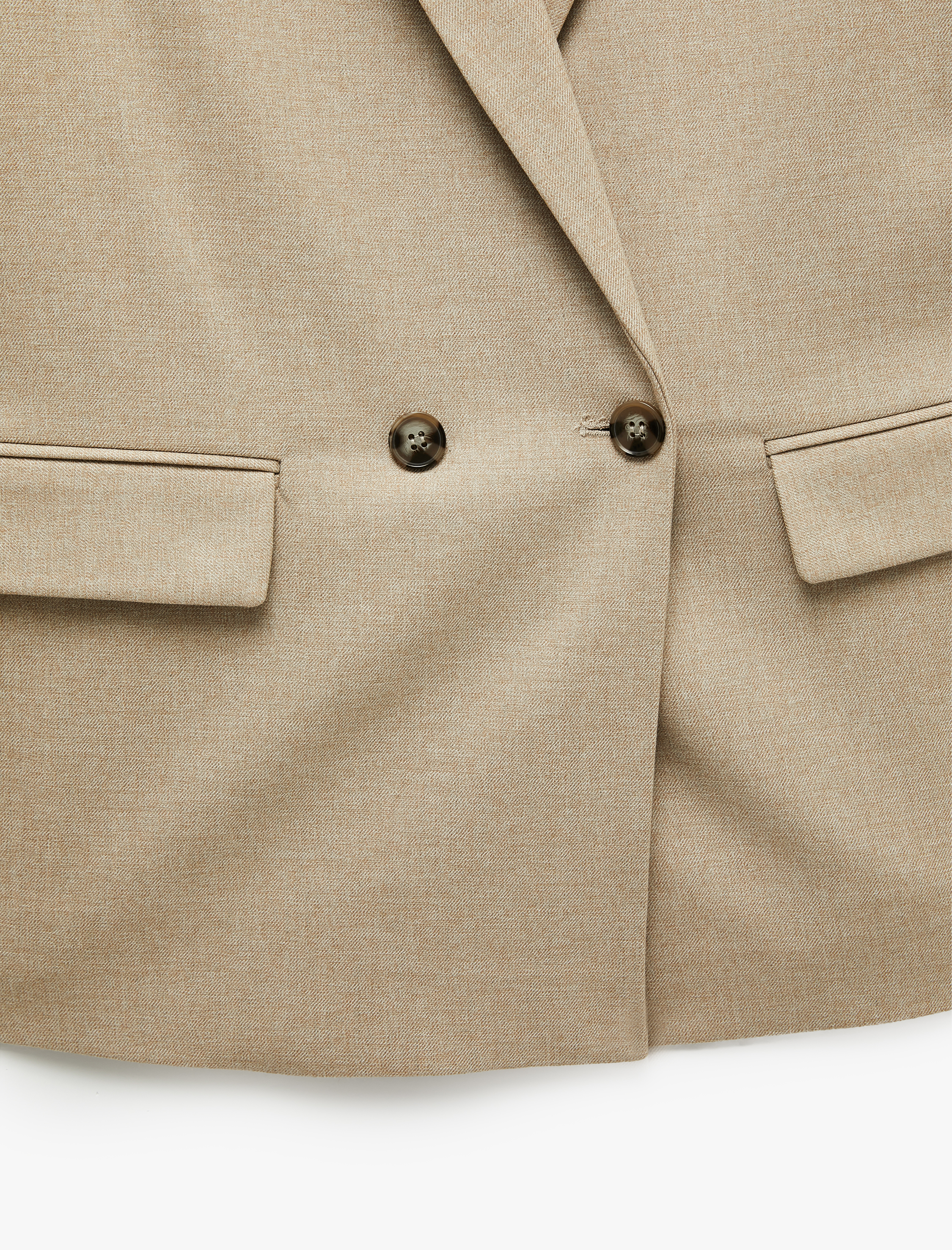   Regular Fit Düğmeli Cep Detaylı Kruvaze Yaka Blazer Ceket