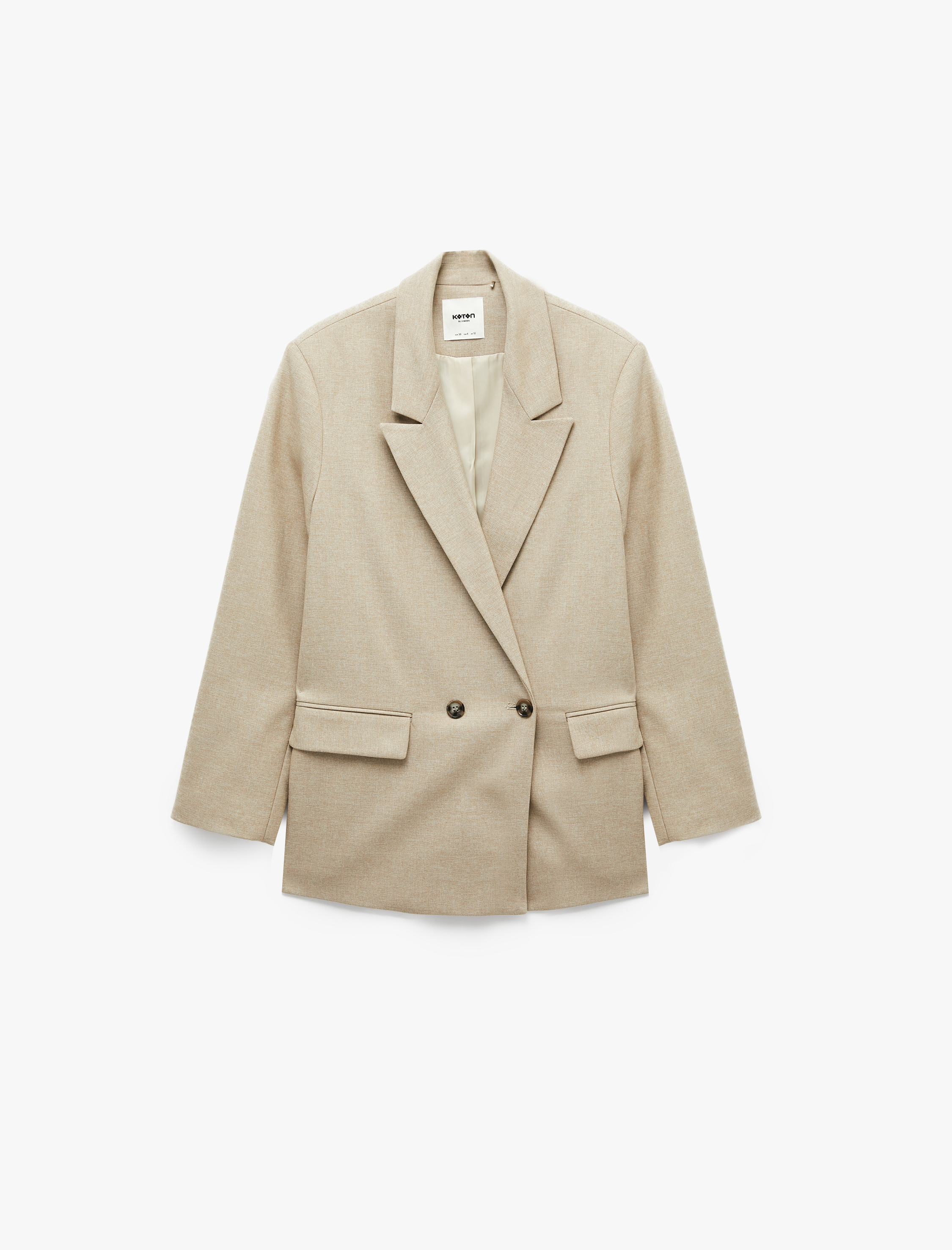   Regular Fit Düğmeli Cep Detaylı Kruvaze Yaka Blazer Ceket