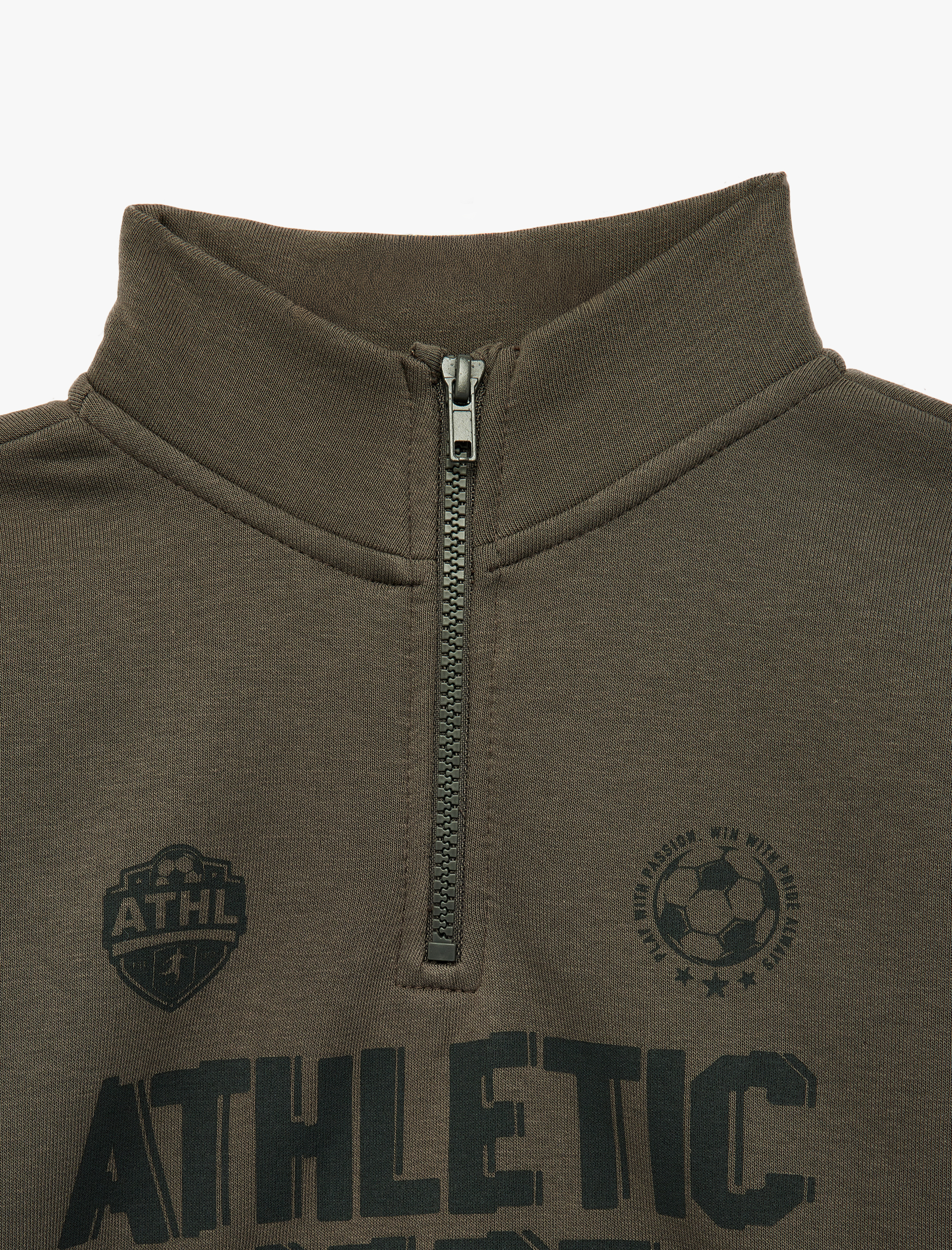  Erkek Çocuk Baskılı Uzun Kollu Şardonlu Pamuklu Yarım Fermuarlı Dik Yaka Sweatshirt
