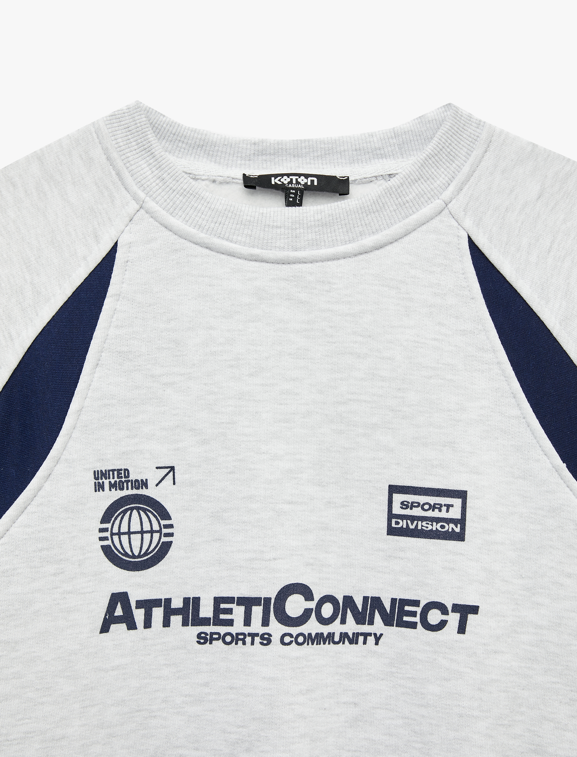   Renk Bloklu Bisiklet Yaka Uzun Kollu Baskılı Sweatshirt