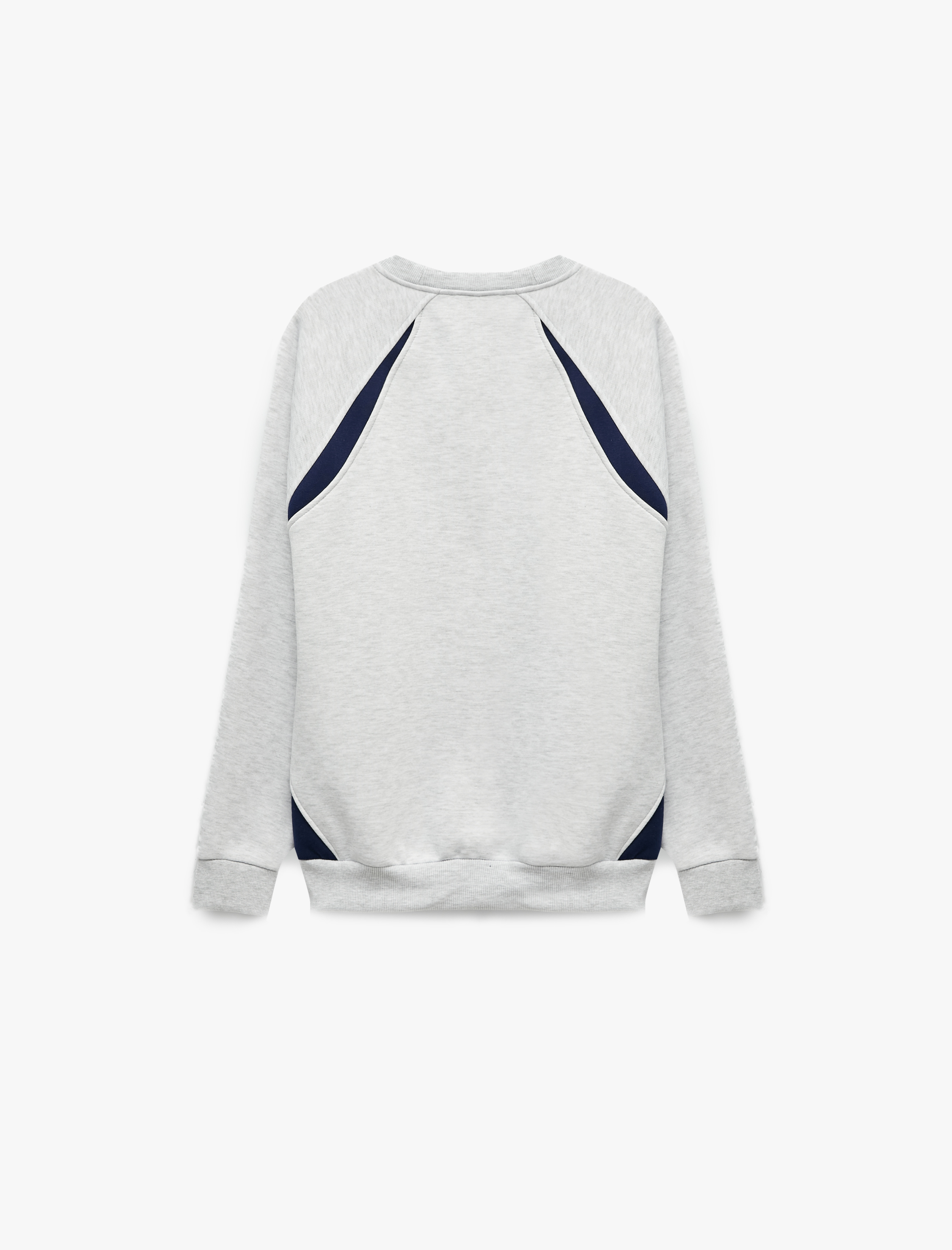   Renk Bloklu Bisiklet Yaka Uzun Kollu Baskılı Sweatshirt