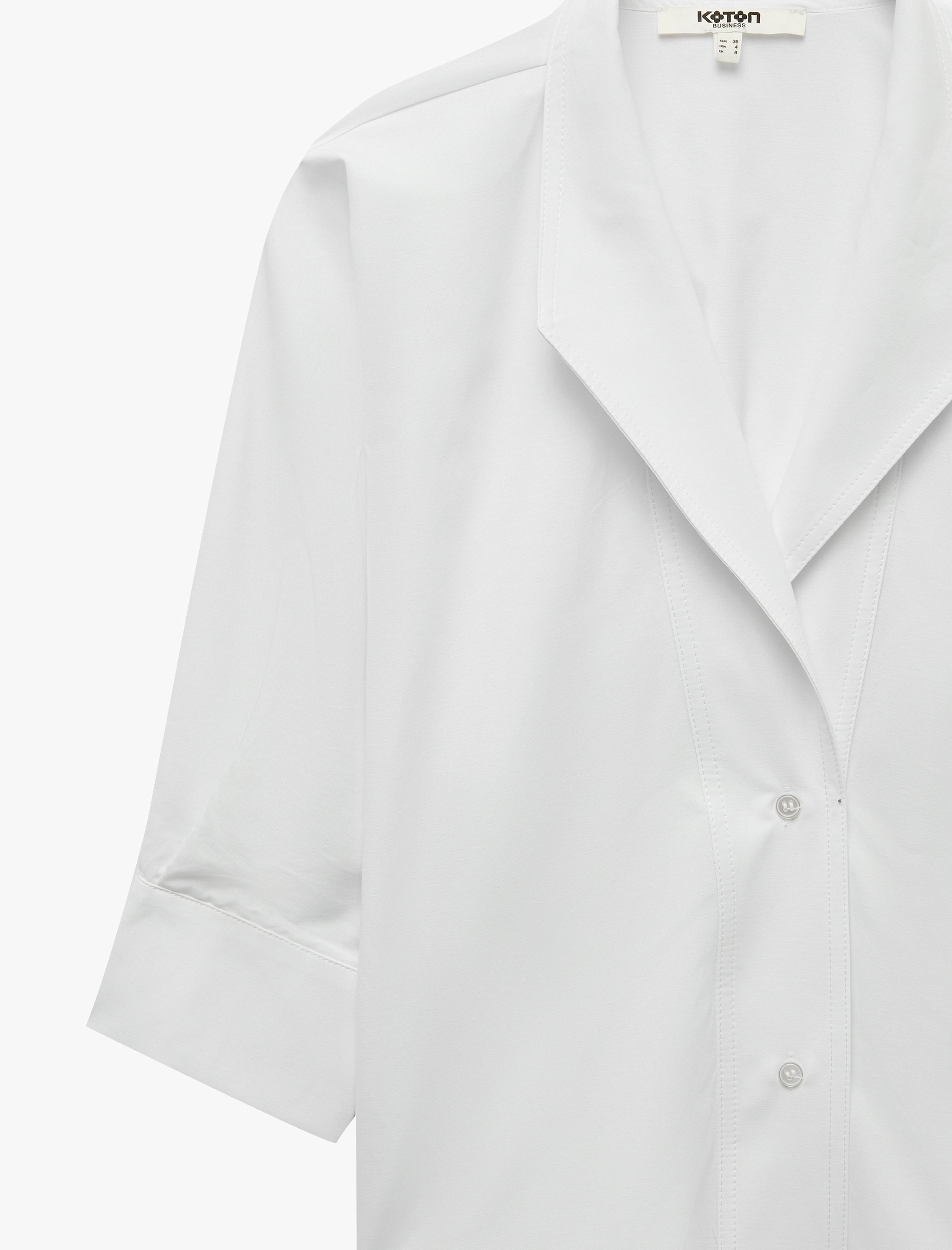   Kruvaze Yaka 3/4 Kollu Düğmeli Oversize Gömlek