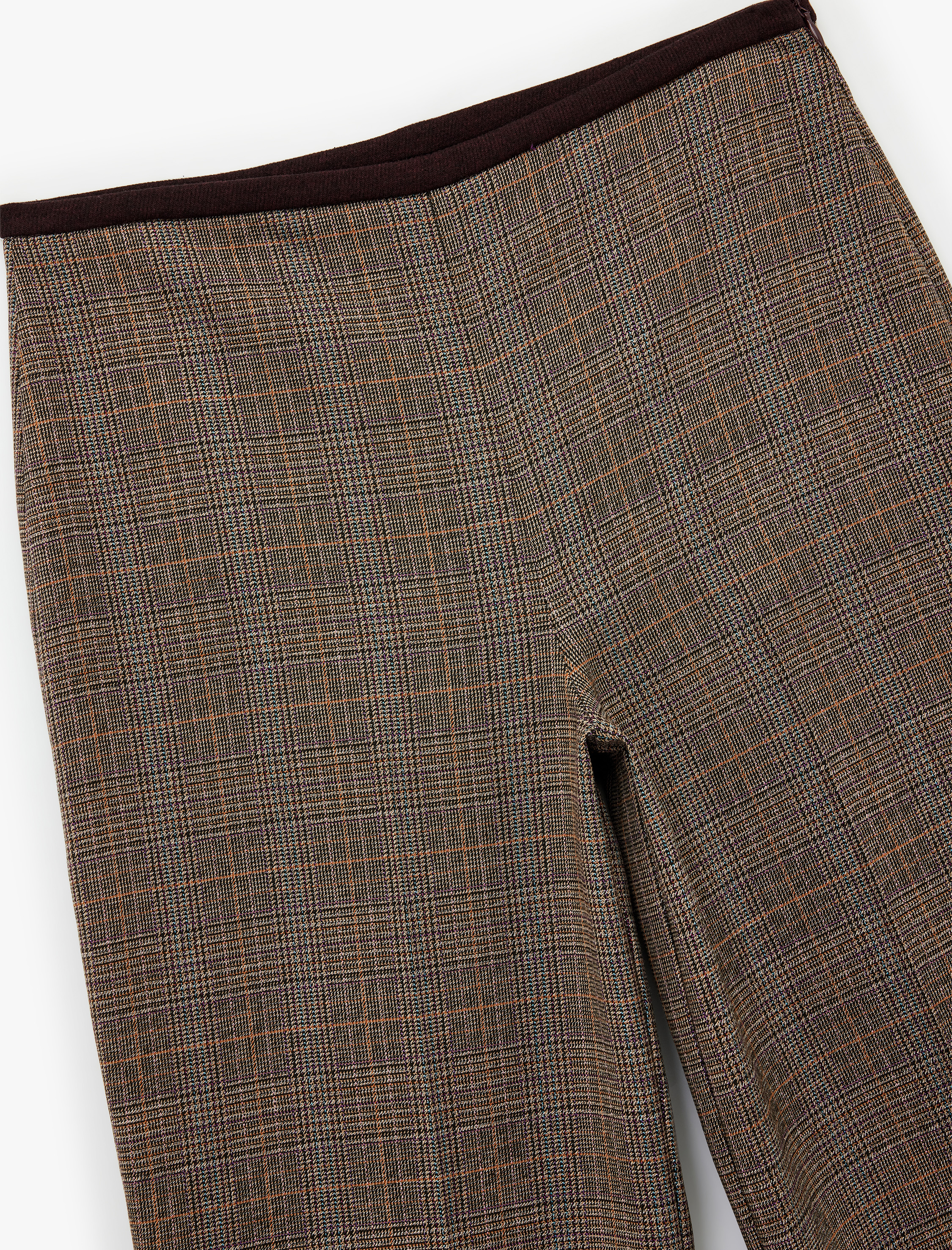   Normal Bel Straight Fit Kumaş Düz Kesim Ekose Pantolon