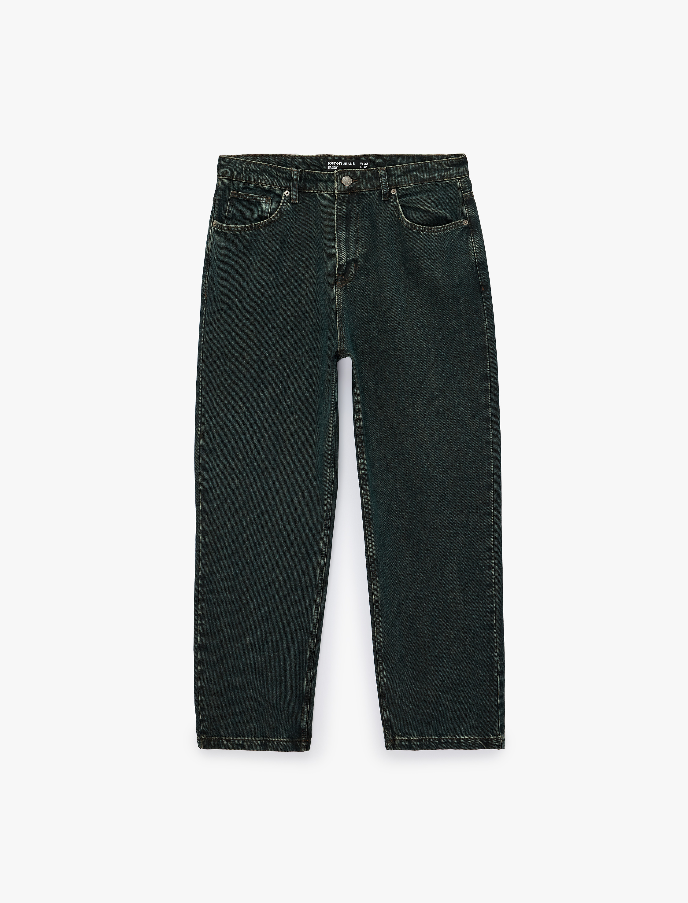   Normal Bel Cepli Rahat Kalıp Pamuklu Baggy Jean Pantolon