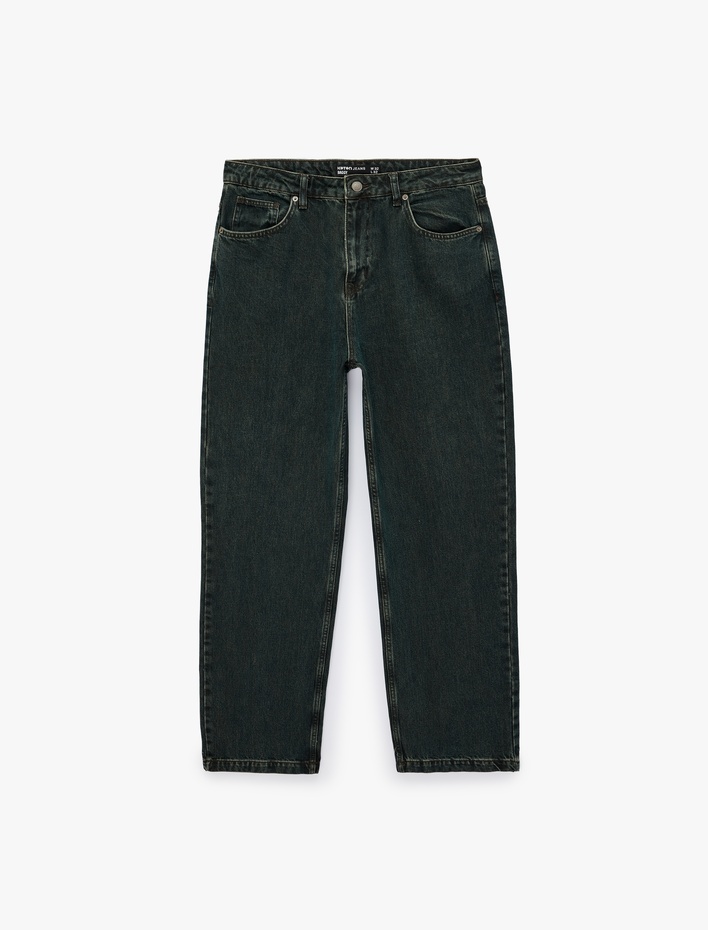  Normal Bel Cepli Rahat Kalıp Pamuklu Baggy Jean Pantolon