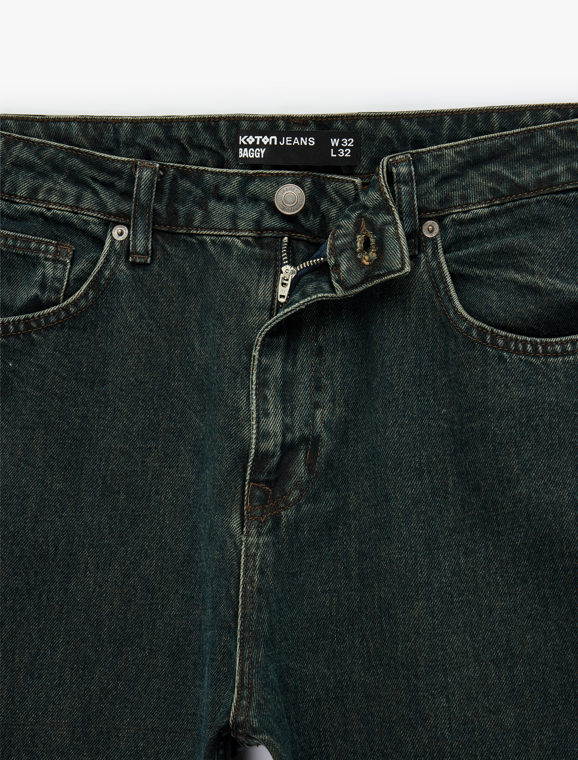   Normal Bel Cepli Rahat Kalıp Pamuklu Baggy Jean Pantolon