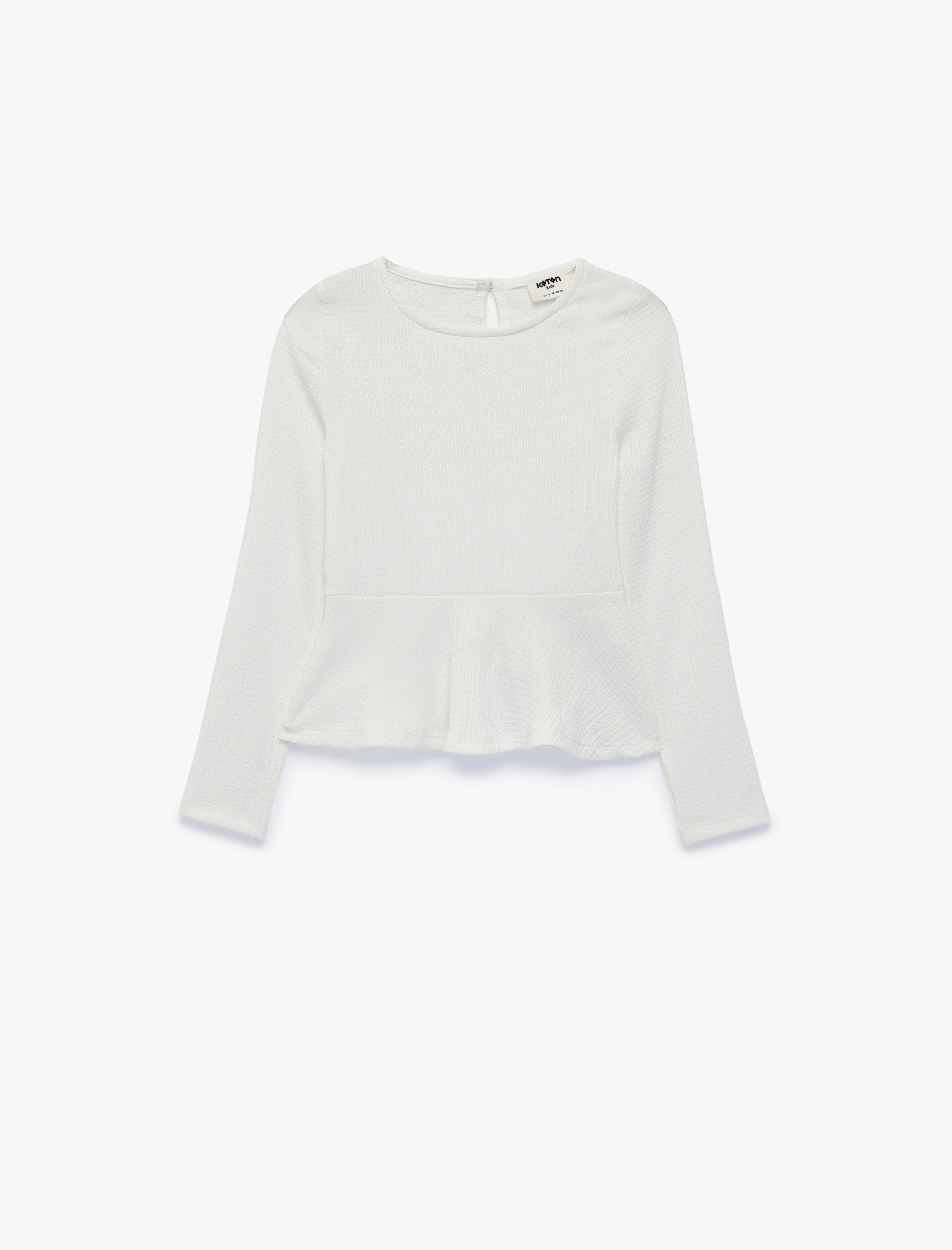  Kız Çocuk Slim Fit Bürümcük Bisiklet Yaka Uzun Kollu Bluz
