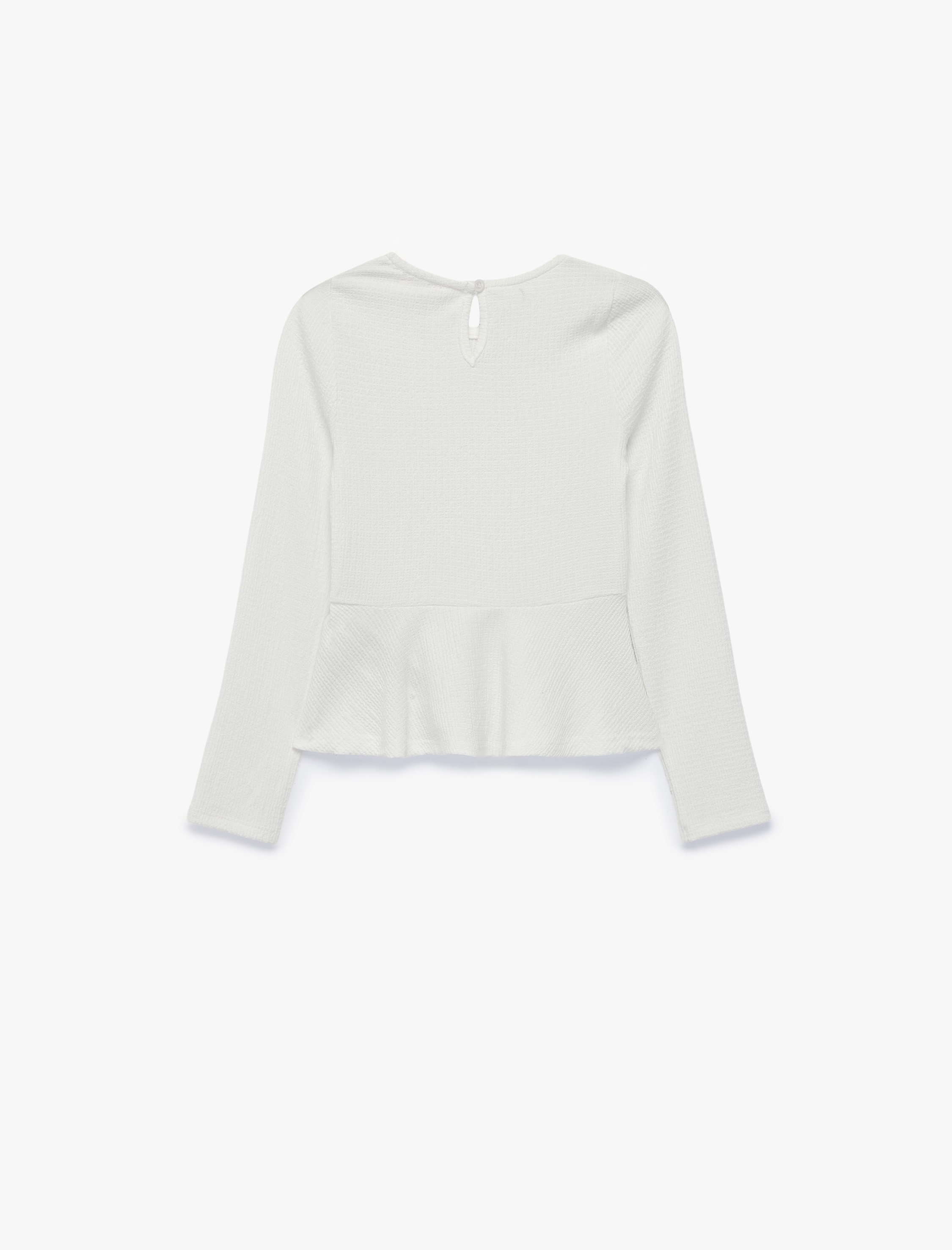  Kız Çocuk Slim Fit Bürümcük Bisiklet Yaka Uzun Kollu Bluz
