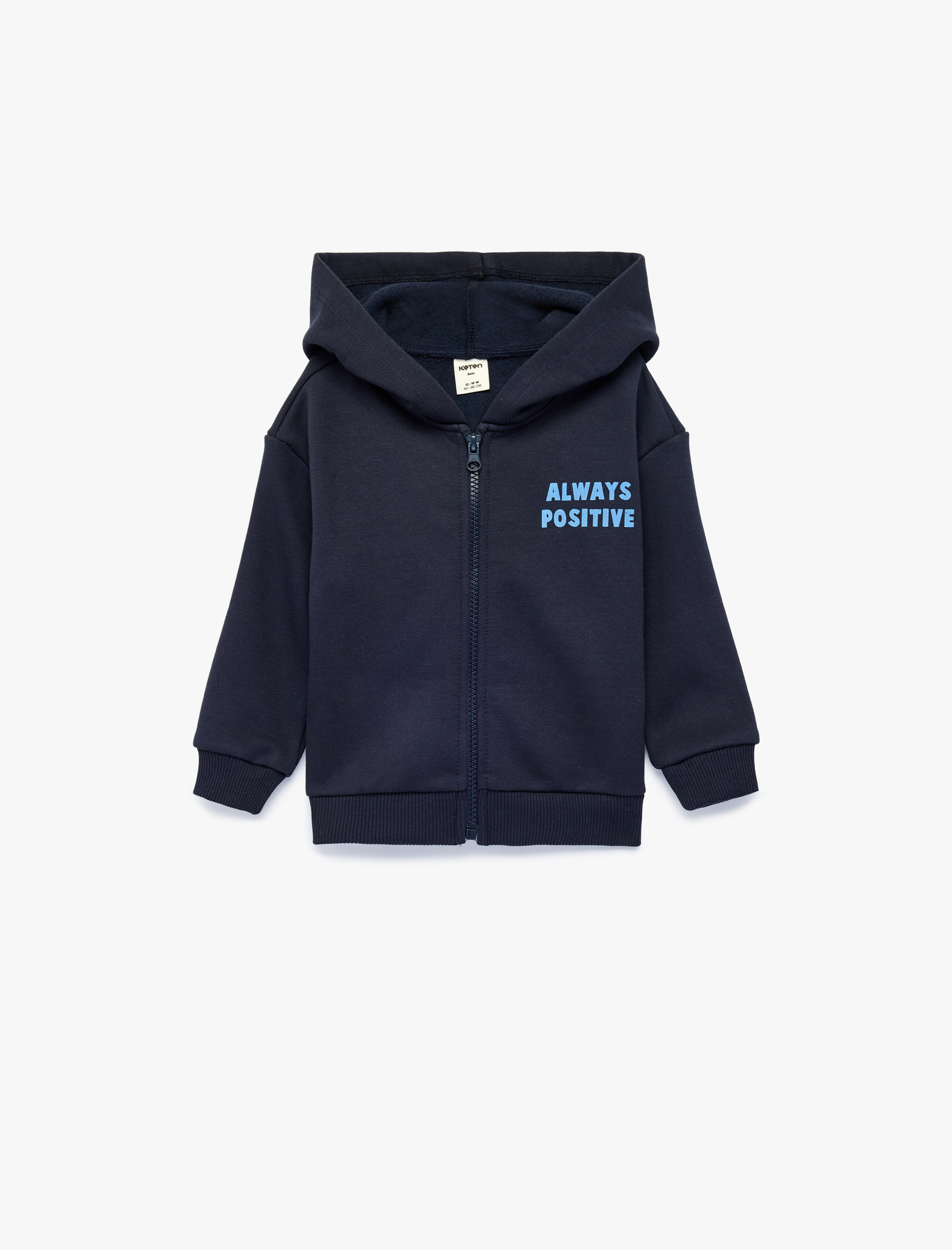  Erkek Bebek Baskılı Uzun Kollu Şardonlu Fermuarlı Kapşonlu Sweatshirt