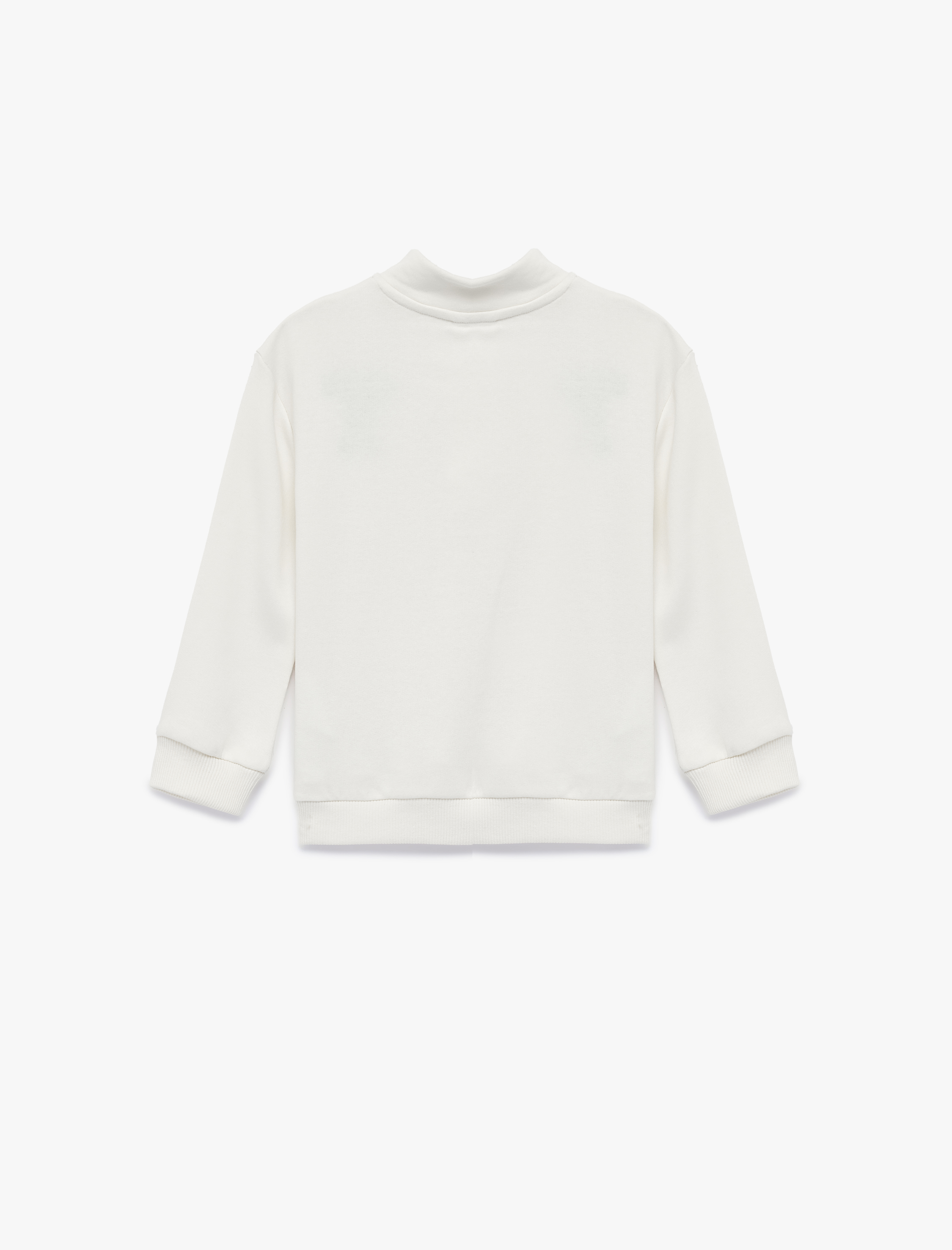  Erkek Bebek Ayıcık Detaylı Yarım Fermuarlı Uzun Kollu Dik Yaka Oversize Sweatshirt