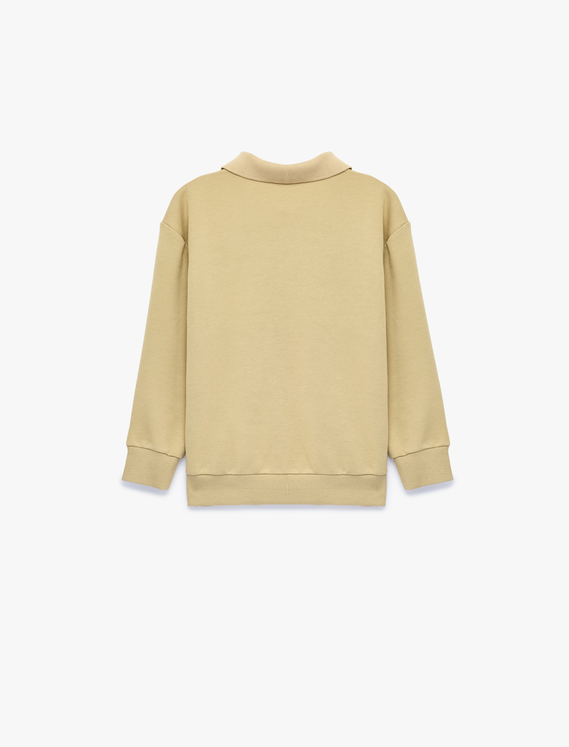 Erkek Çocuk Düğme Detaylı Baskılı Uzun Kollu Polo Yaka Sweatshirt