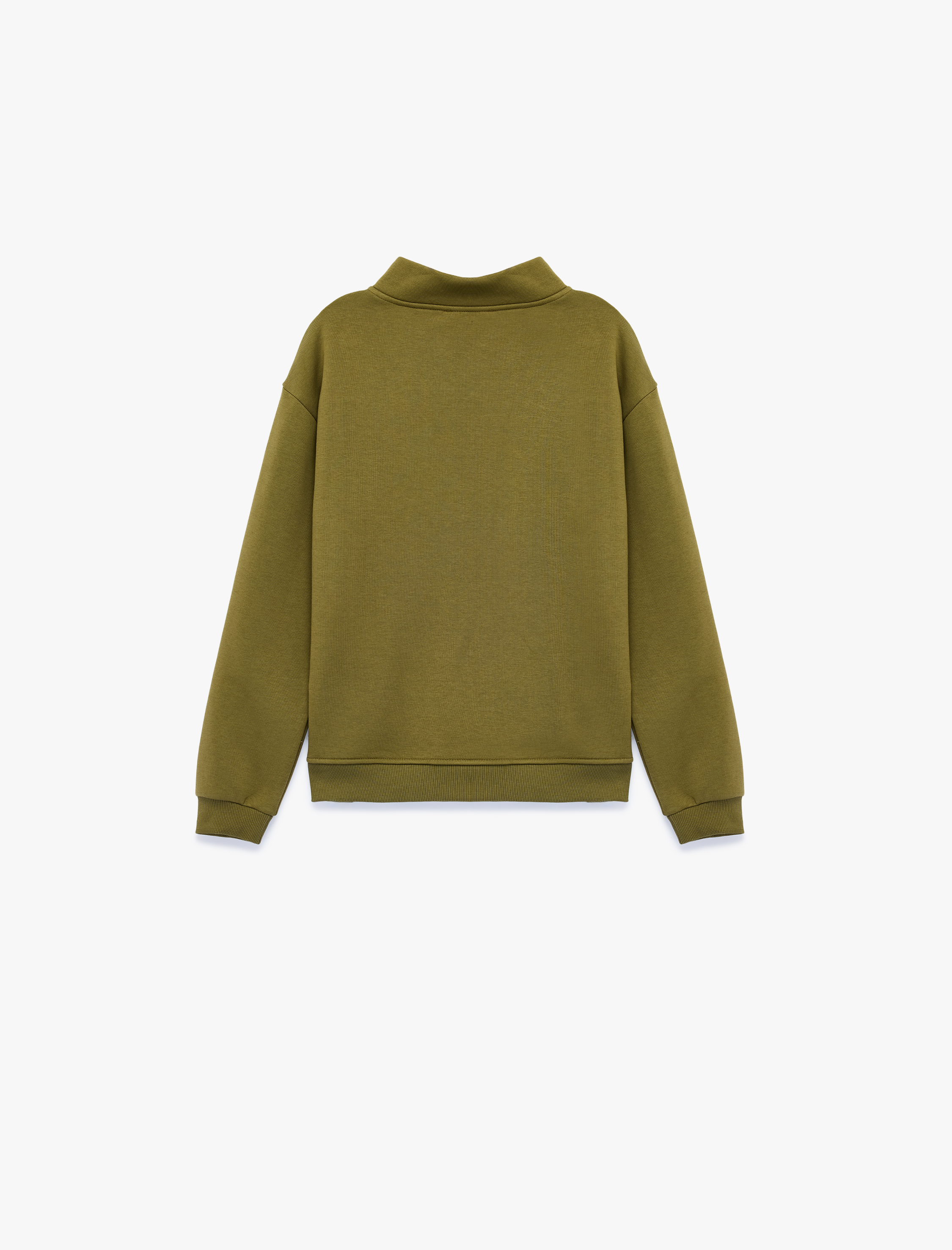  Erkek Çocuk Pamuklu Fermuarlı Şardonlu Uzun Kollu Baskılı Dik Yaka Sweatshirt