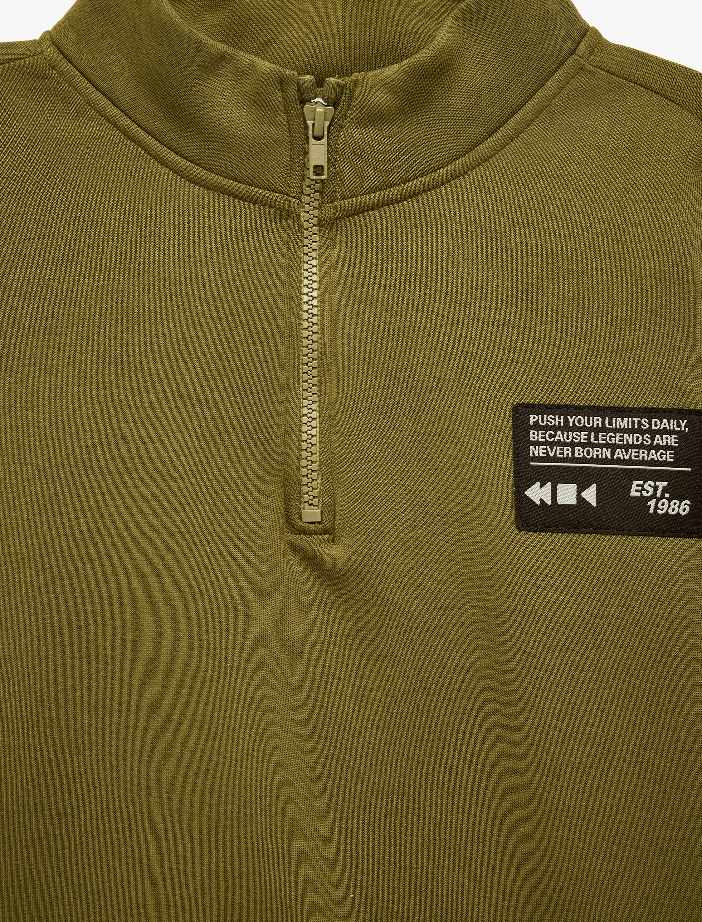  Erkek Çocuk Pamuklu Fermuarlı Şardonlu Uzun Kollu Baskılı Dik Yaka Sweatshirt