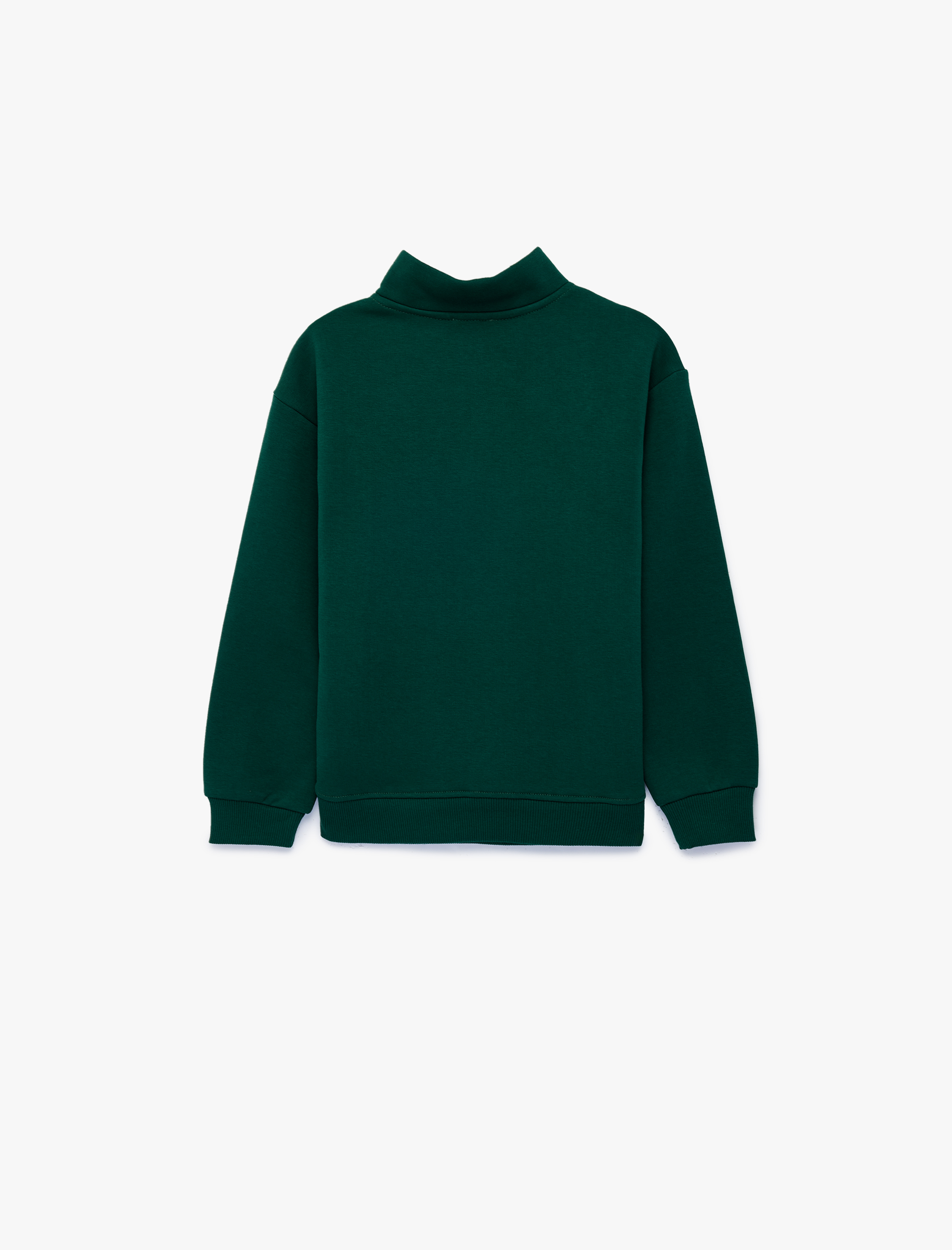  Erkek Çocuk Baskılı Şardonlu Pamuklu Fermuar Detaylı Uzun Kollu Dik Yaka Sweatshirt