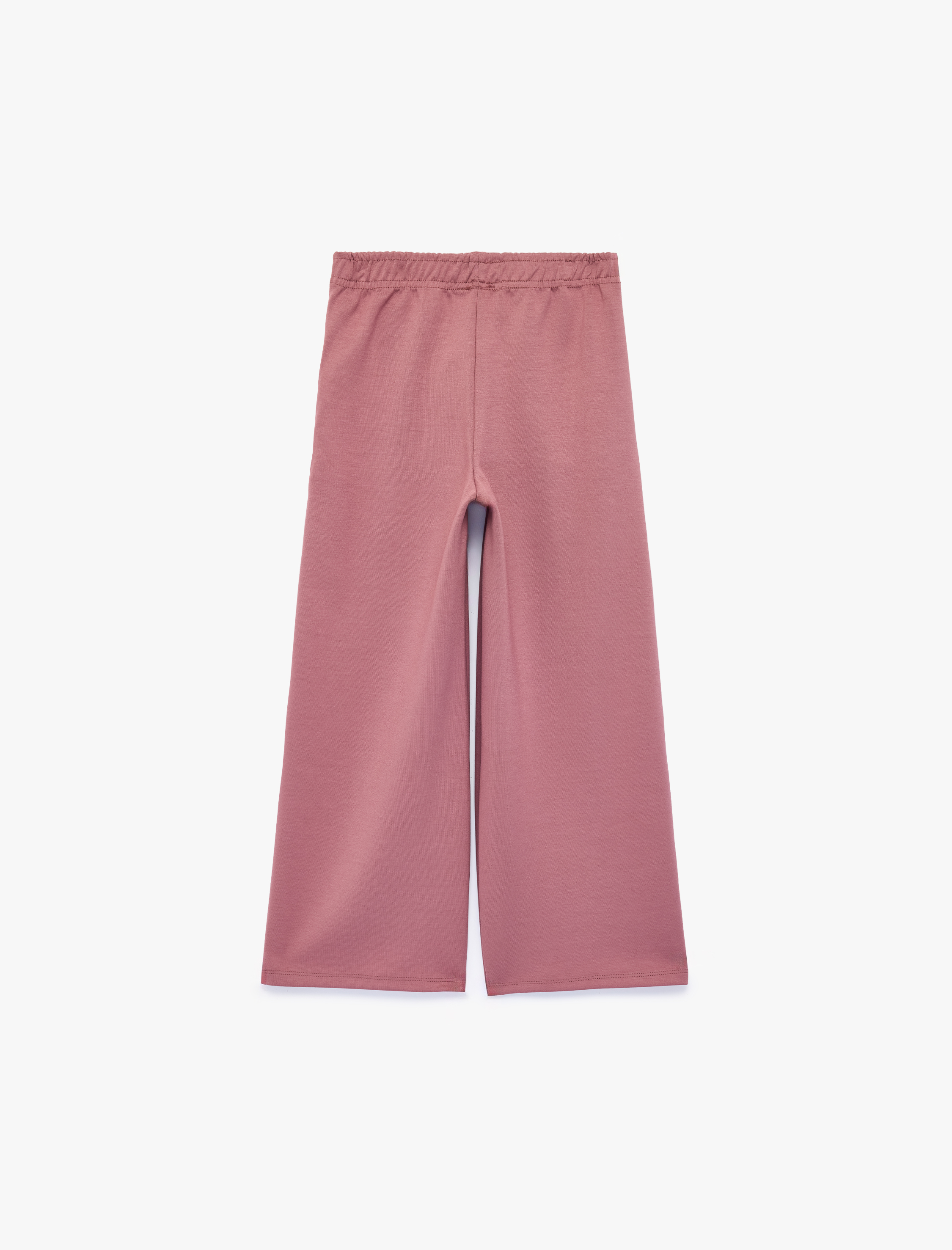  Kız Çocuk Beli Lastikli Viskon Karışımlı Geniş Paça Pantolon
