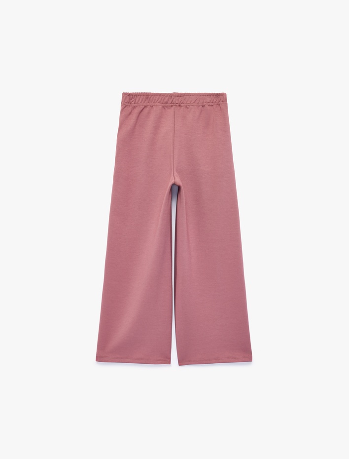 Kız Çocuk Beli Lastikli Viskon Karışımlı Geniş Paça Pantolon