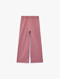 Beli Lastikli Viskon Karışımlı Geniş Paça Pantolon