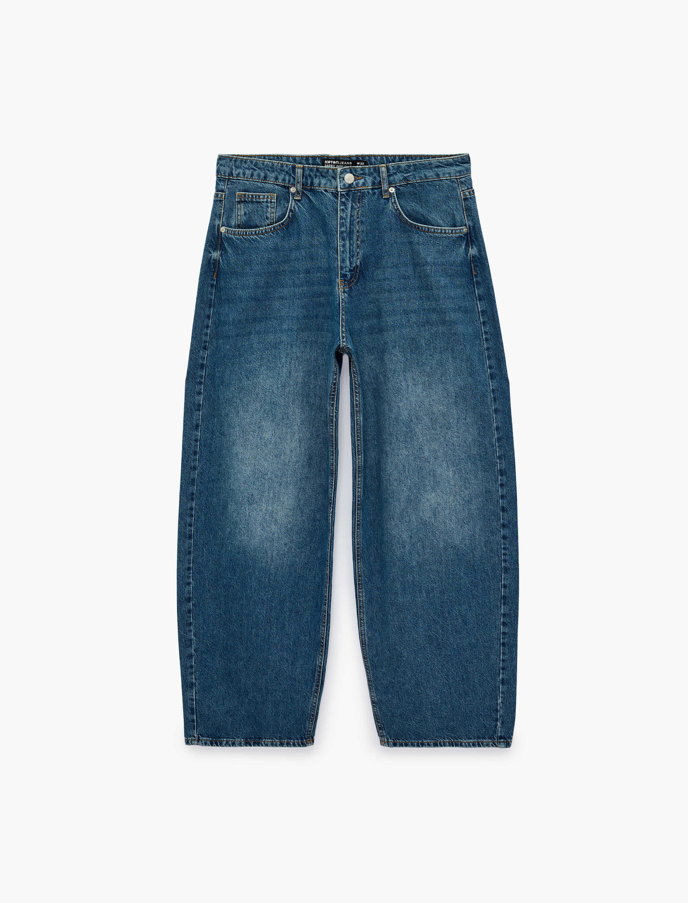  Rahat Kalıp Normal Bel Beş Cepli Pamuklu Barrel Denim Pantolon - Barrel Jeans