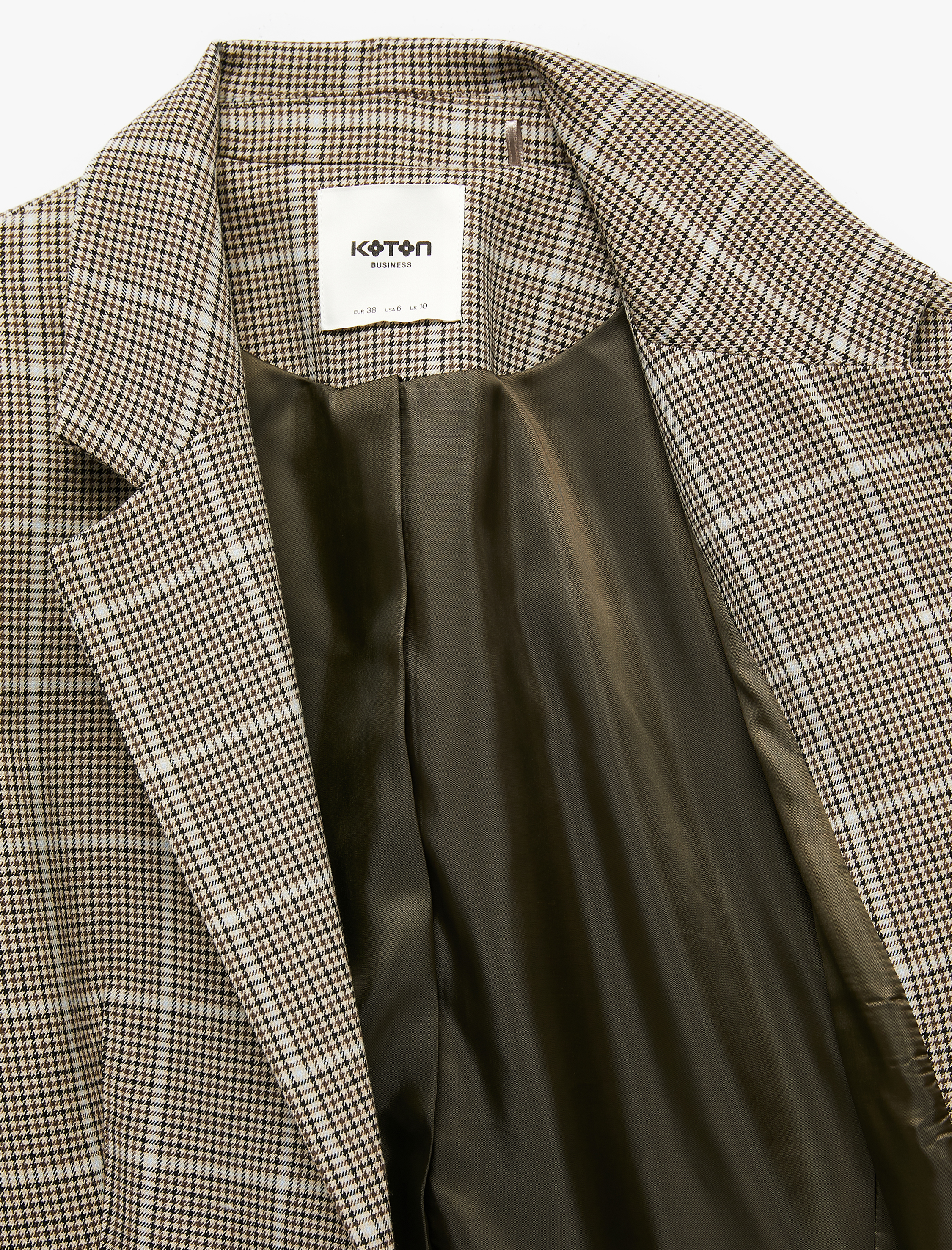   Regular Fit Uzun Kollu Klasik Yaka Cepli Düğmeli Ekose Blazer Ceket