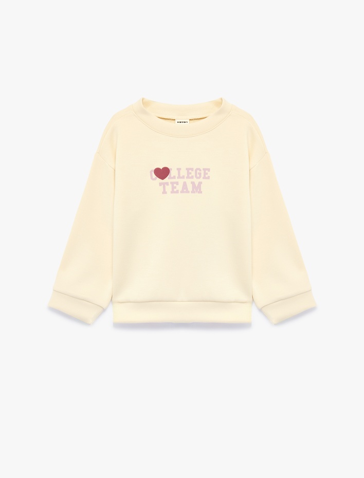 Kız Bebek Viskon Karışımlı Bisiklet Yaka Uzun Kollu Baskılı Sweatshirt