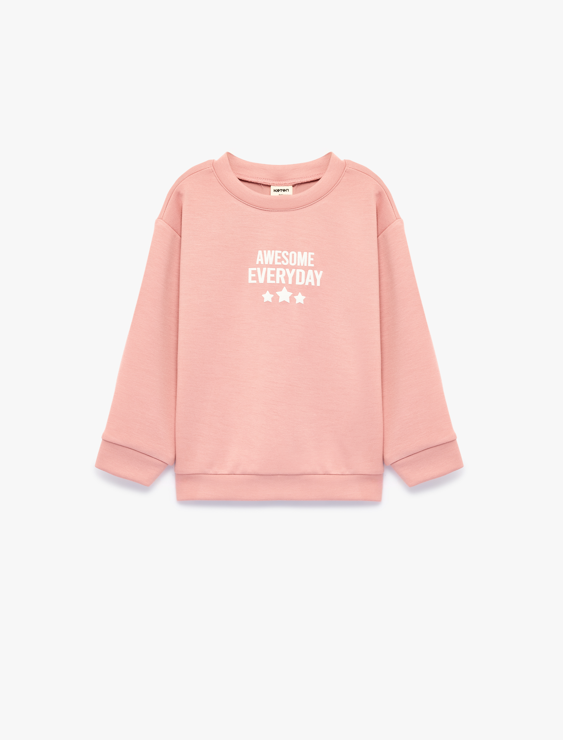  Kız Bebek Viskon Karışımlı Bisiklet Yaka Uzun Kollu Baskılı Sweatshirt