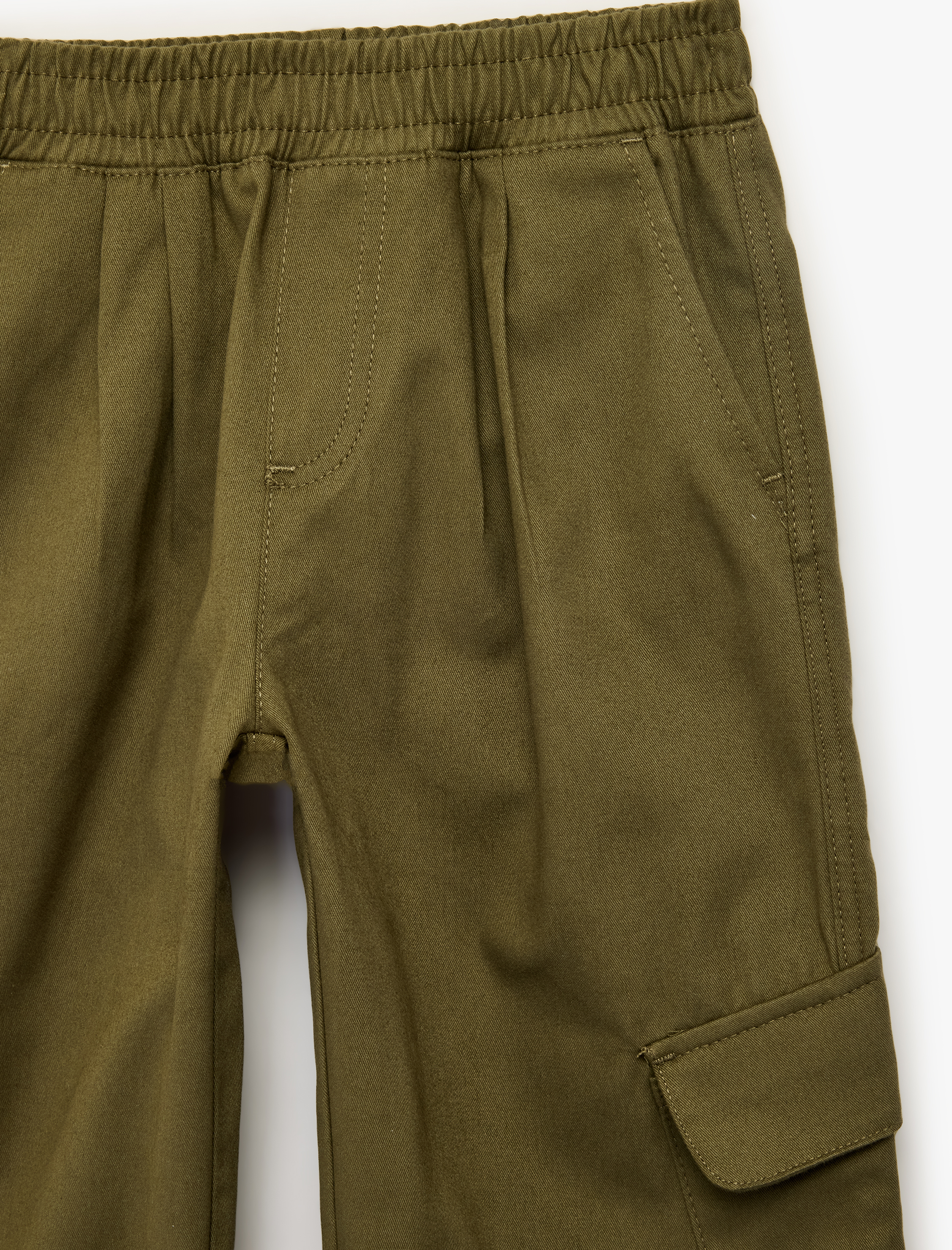  Erkek Çocuk Beli Lastikli Cep Detaylı Pamuklu Gabardin Oversize Kargo Pantolon