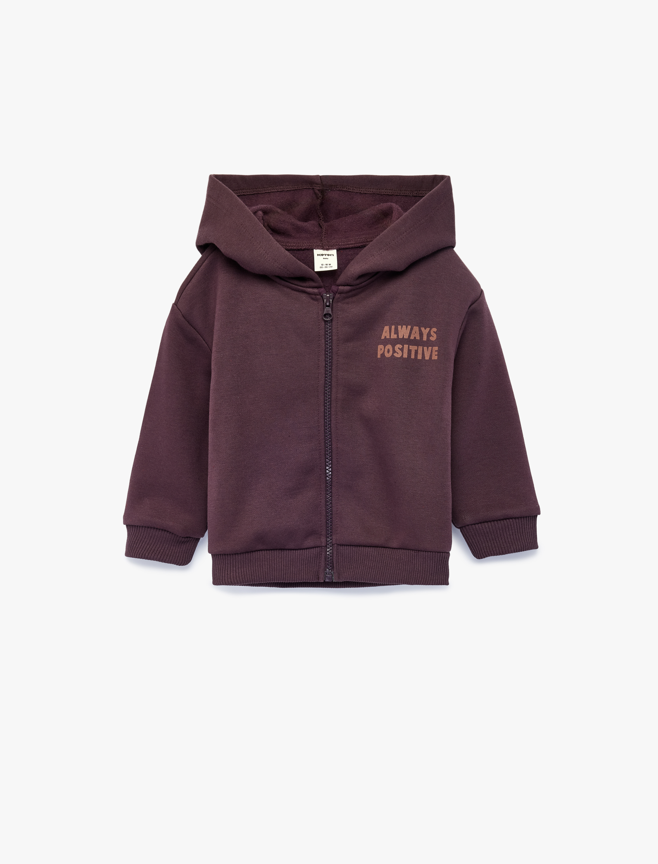  Erkek Bebek Baskılı Uzun Kollu Şardonlu Fermuarlı Kapşonlu Sweatshirt