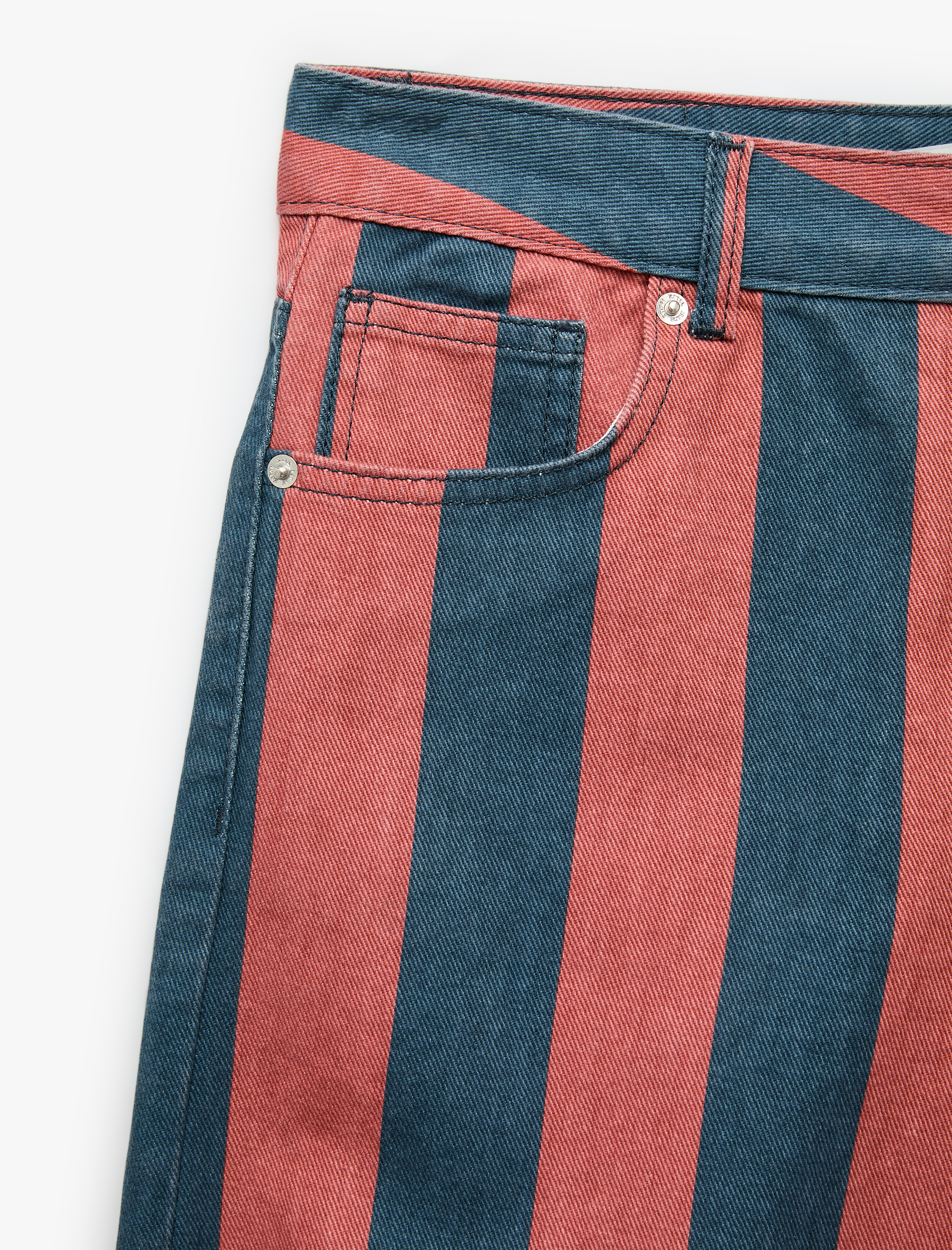   Normal Bel Regular Fit Pamuklu Düz Paça Çizgili Denim Pantolon - Tapered Jeans