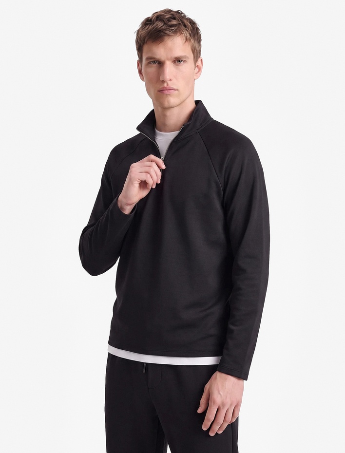  Dik Yaka Uzun Kollu Yarım Fermuarlı Spor Sweatshirt