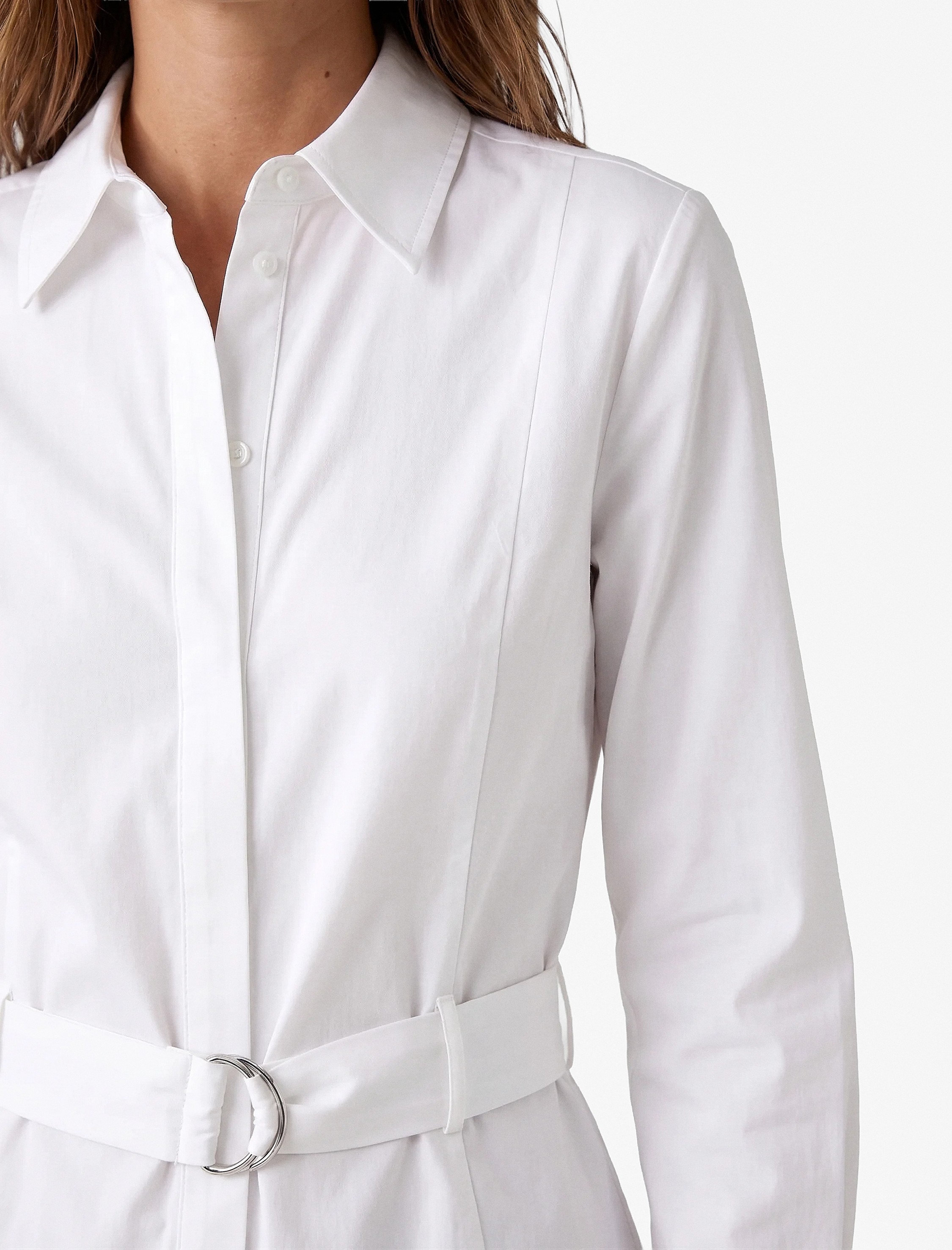   Pamuklu Regular Fit Uzun Kollu Kemerli Poplin Gömlek