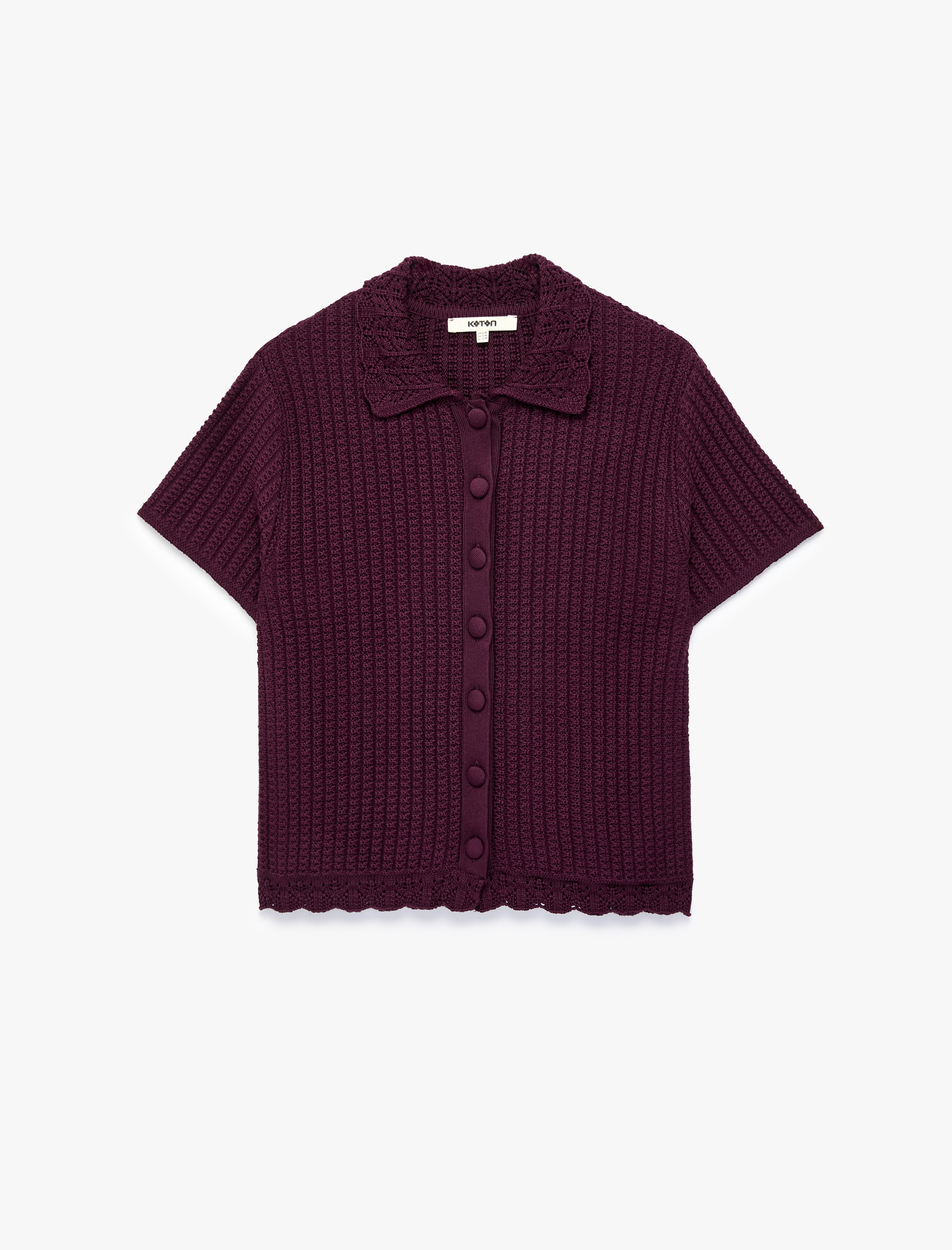   Regular Fit Kısa Kollu Polo Yaka Düğmeli Motifli Triko Hırka