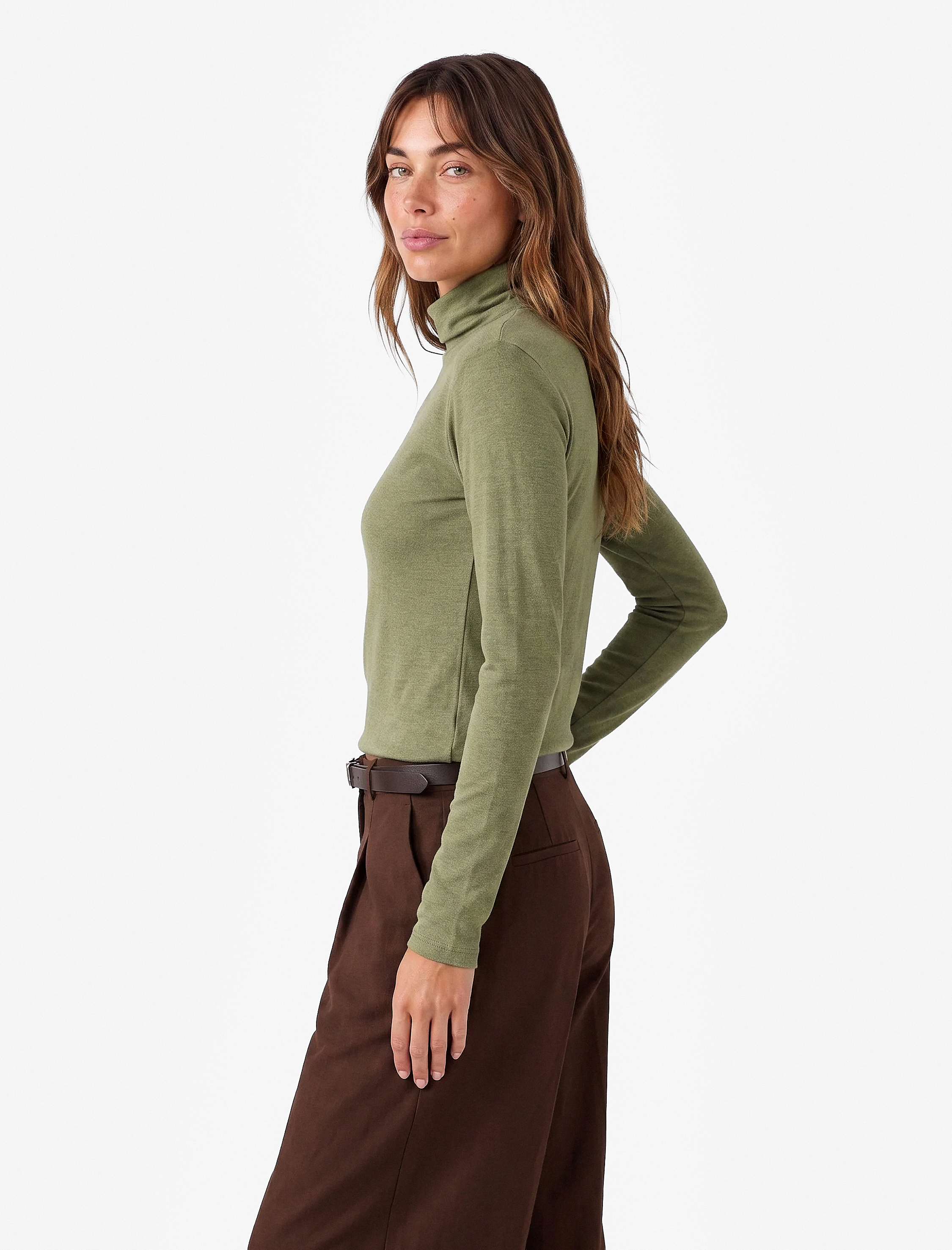   Slim Fit Dik Yaka Uzun Kollu Tişört