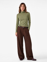 Slim Fit Dik Yaka Uzun Kollu Tişört