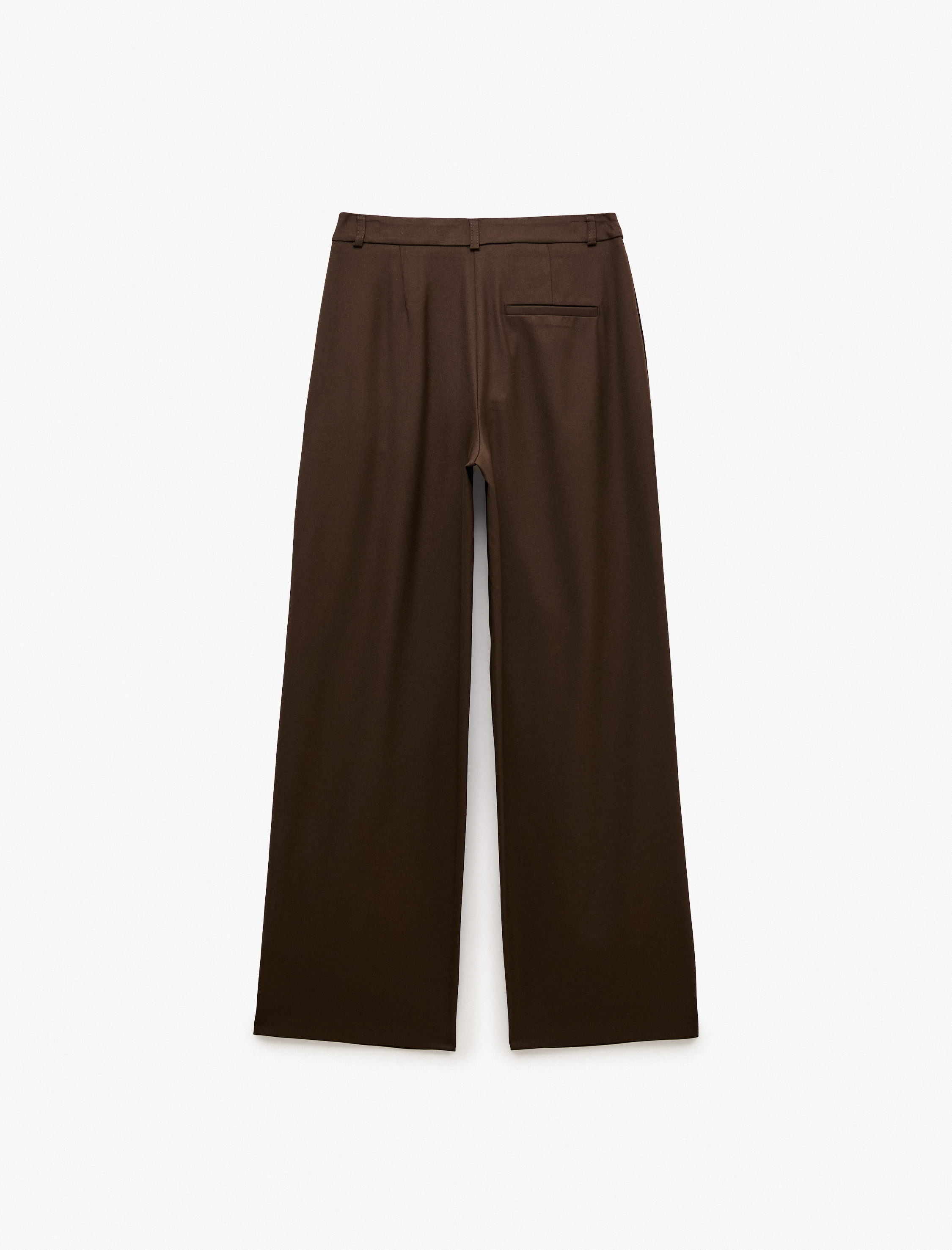   Yüksek Bel Cepli Regular Fit Viskon Karışımlı Pileli Geniş Paça Pantolon