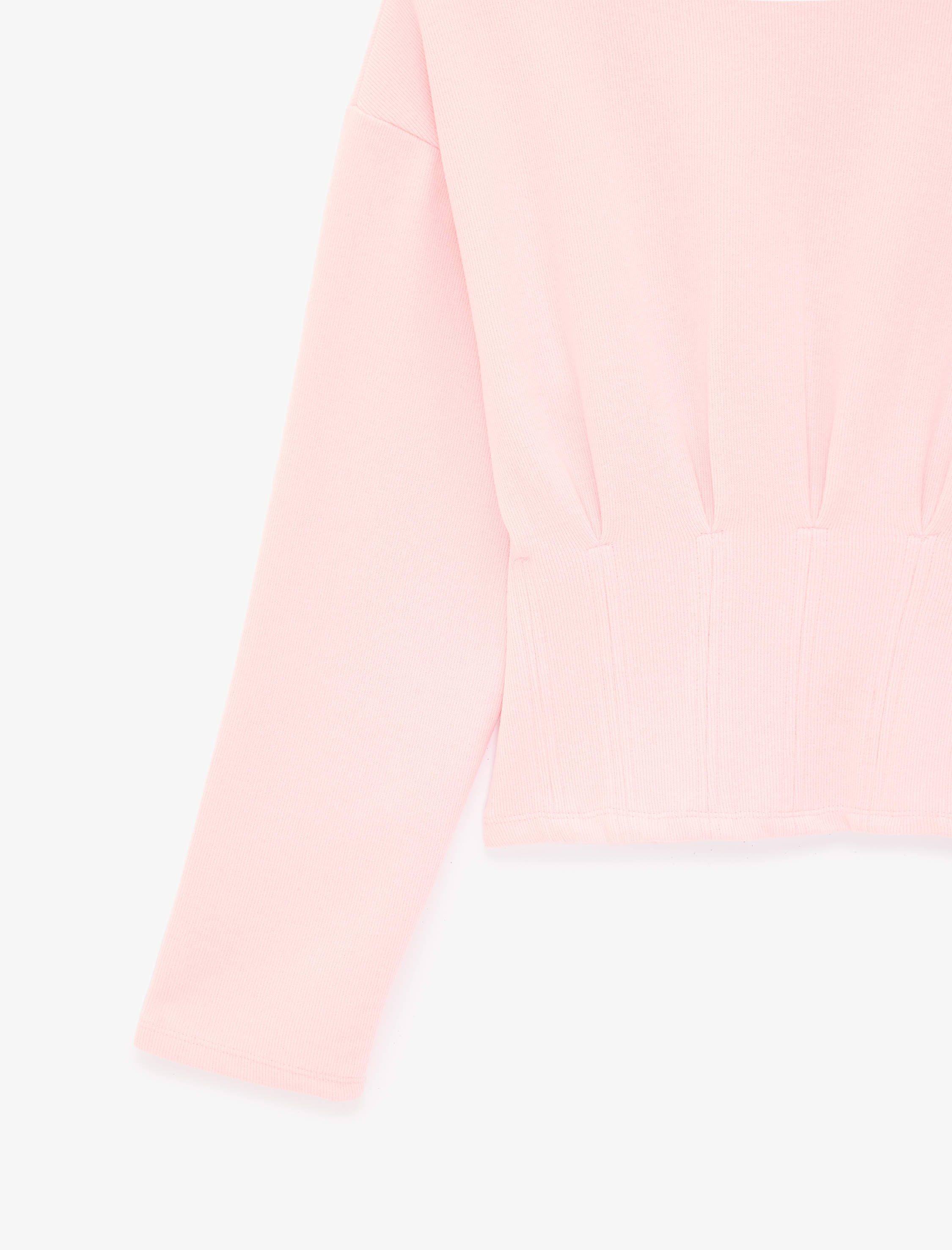   Slim Fit Uzun Kollu Bisiklet Yaka Korse Detaylı Tişört