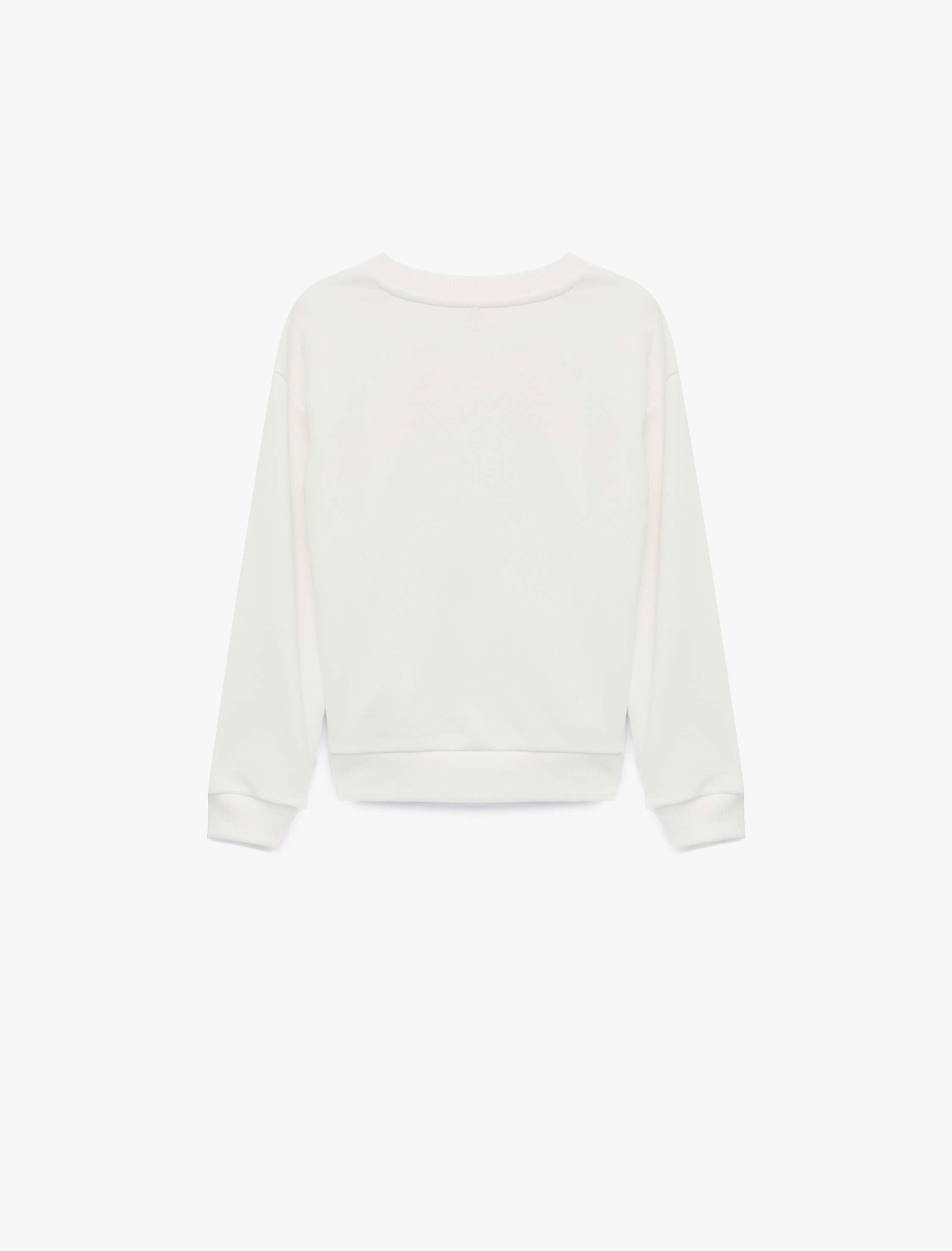  Kız Çocuk Kalp Detaylı Pullu Payetli Bisiklet Yaka Uzun Kollu Sweatshirt