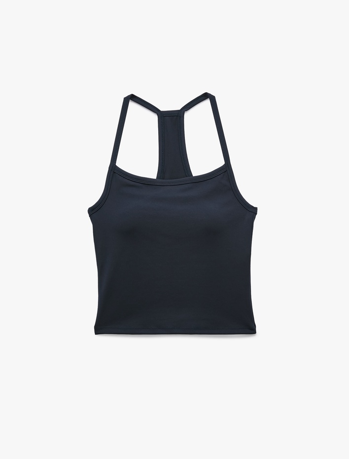  Slim Fit Basic Çapraz İp Askılı Kolsuz Spor Atlet