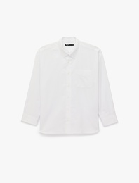 Pamuklu Düğmeli Yaka Oversize Uzun Kollu Oxford Gömlek