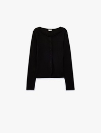 Pamuklu Slim Fit Bisiklet Yaka Uzun Kollu Düğmeli Ribanalı Tişört