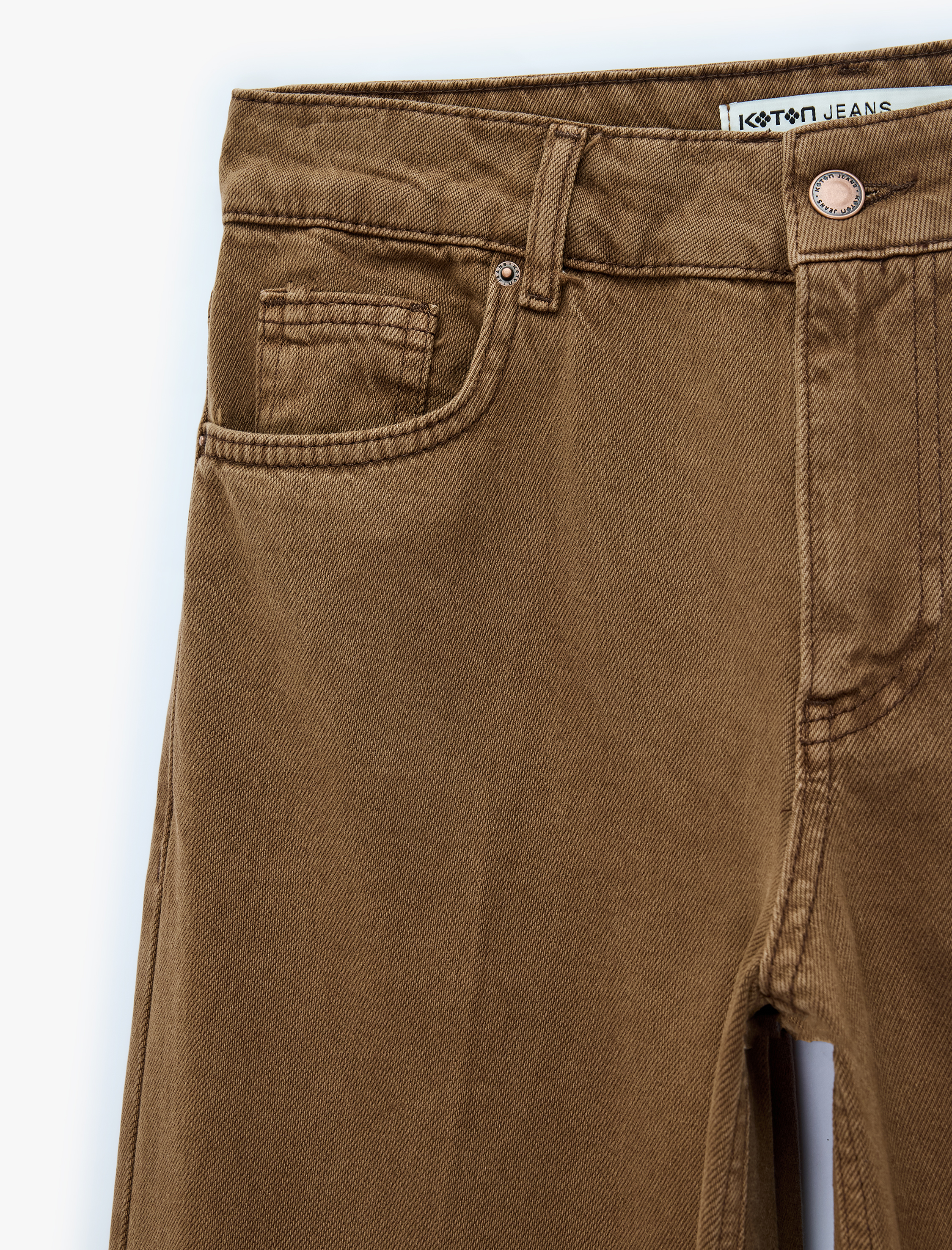   Pamuklu Normal Bel Cepli Düğmeli Rahat Kalıp Düz Paça Baggy Pantolon - Baggy Jeans